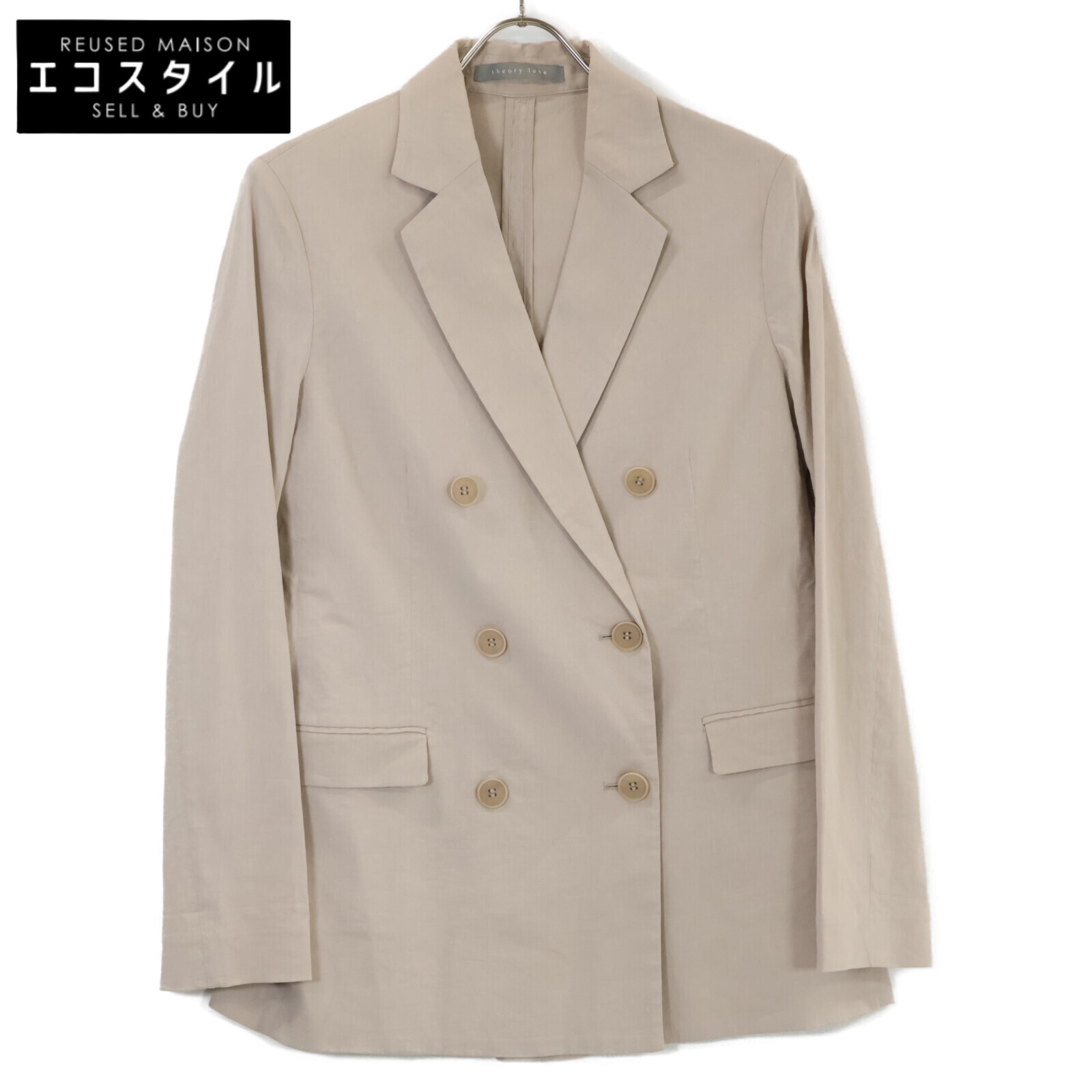 theory セオリー　定価4.8万　麻　リネン　ダブルジャケット　2 ベージュ theory セオリー 定価4.8万 麻 リネン ダブルジャケット 2