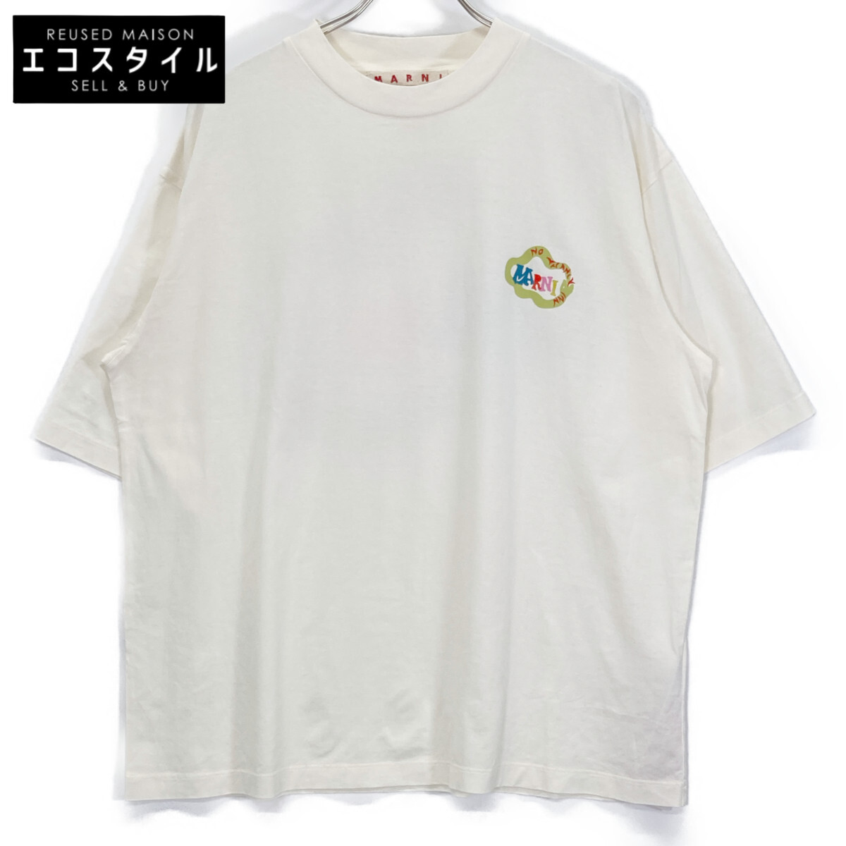 MARNI マルニ HUMU0223 ｸﾘｰﾑ ｽﾈｰｸﾛｺﾞ Tｼｬﾂ トップス 46 アイボリー メンズ 【中古】