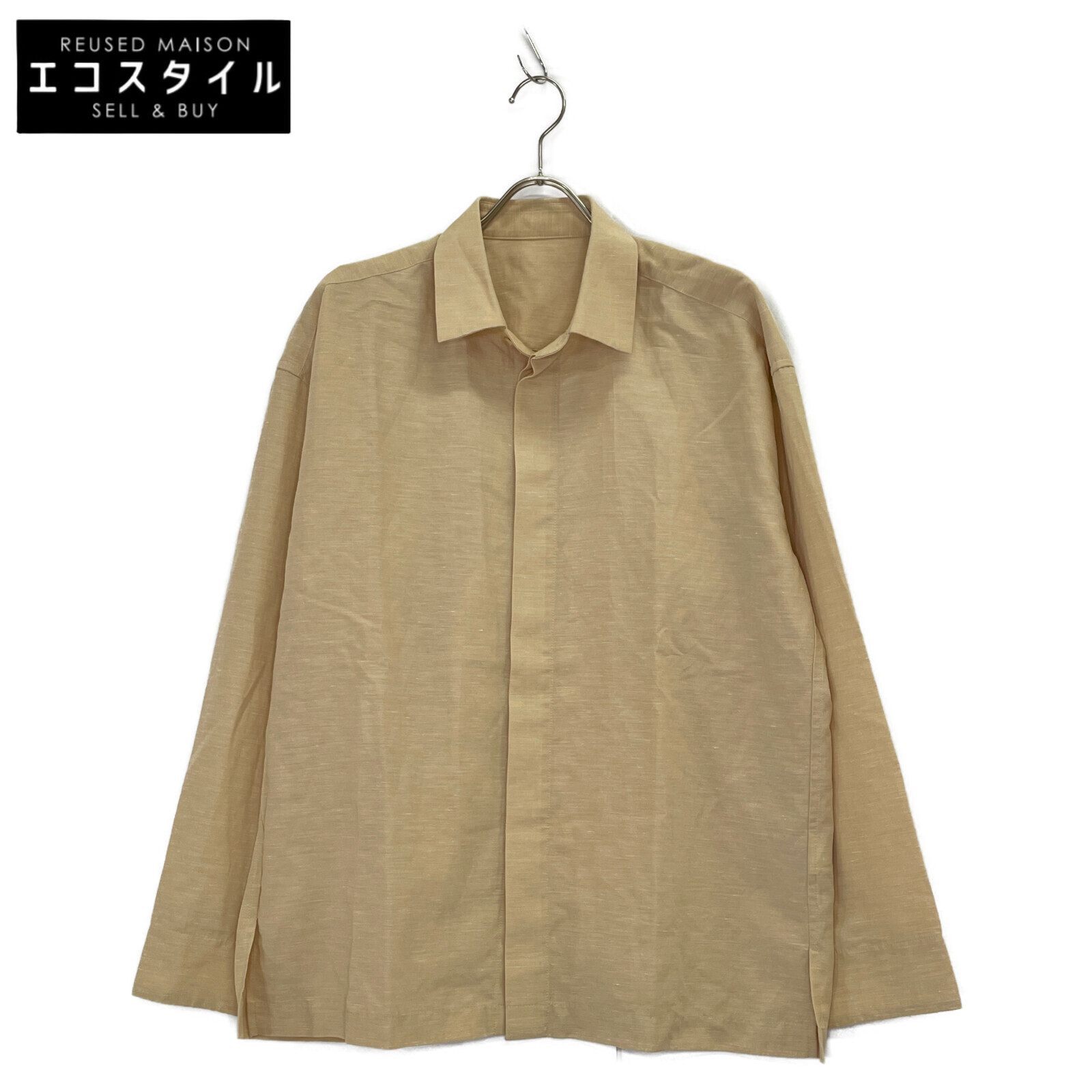 イッセイミヤケ　80s　アーカイブ　コットンリネン　ノーカラー　半袖シャツ　S im ISSEY MIYAKE 80s イッセイミヤケ 変形襟 デザインシャツ
