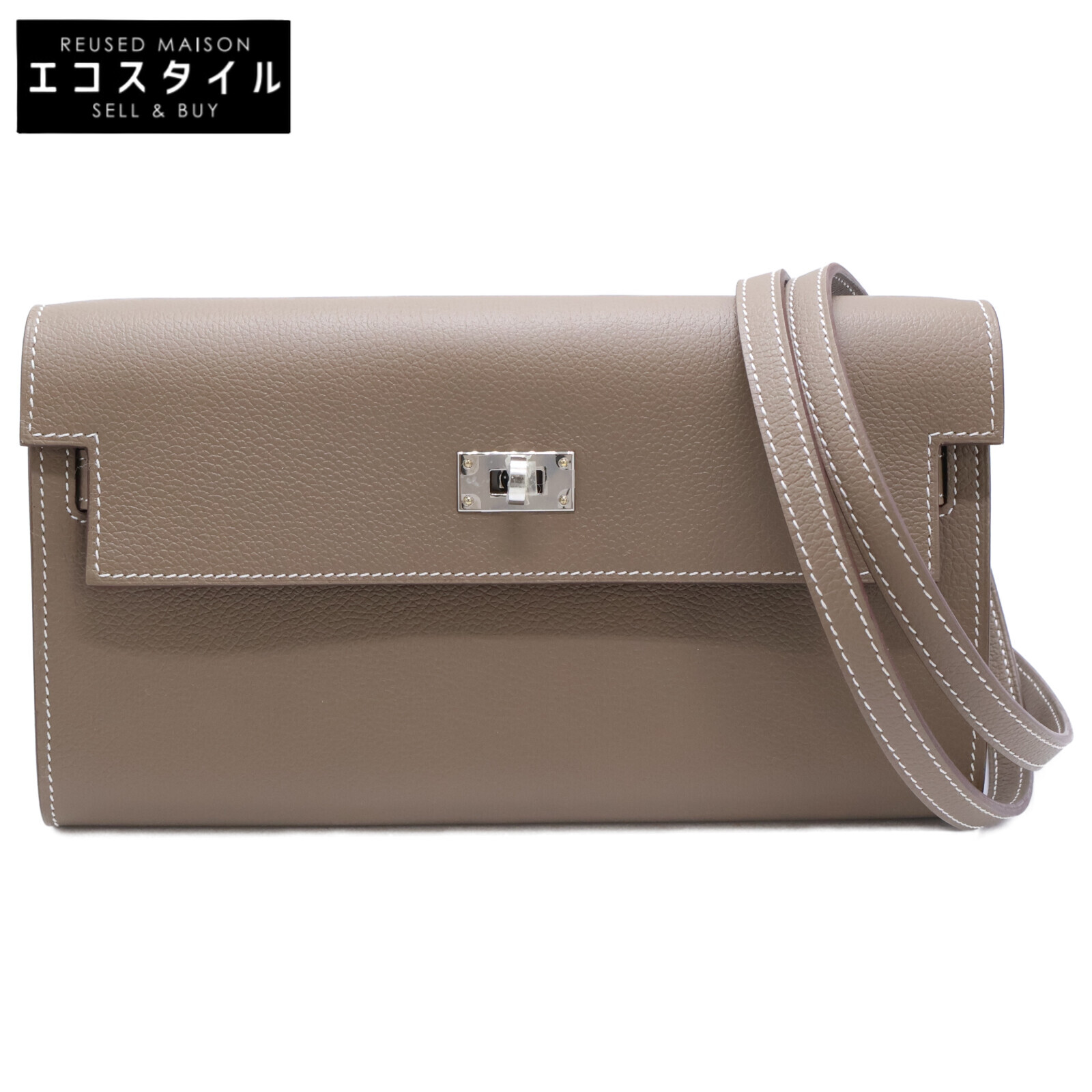 HERMES グレー レザー ショルダーバッグ29 HERMES グレー レザー ショルダーバッグ - メルカリ