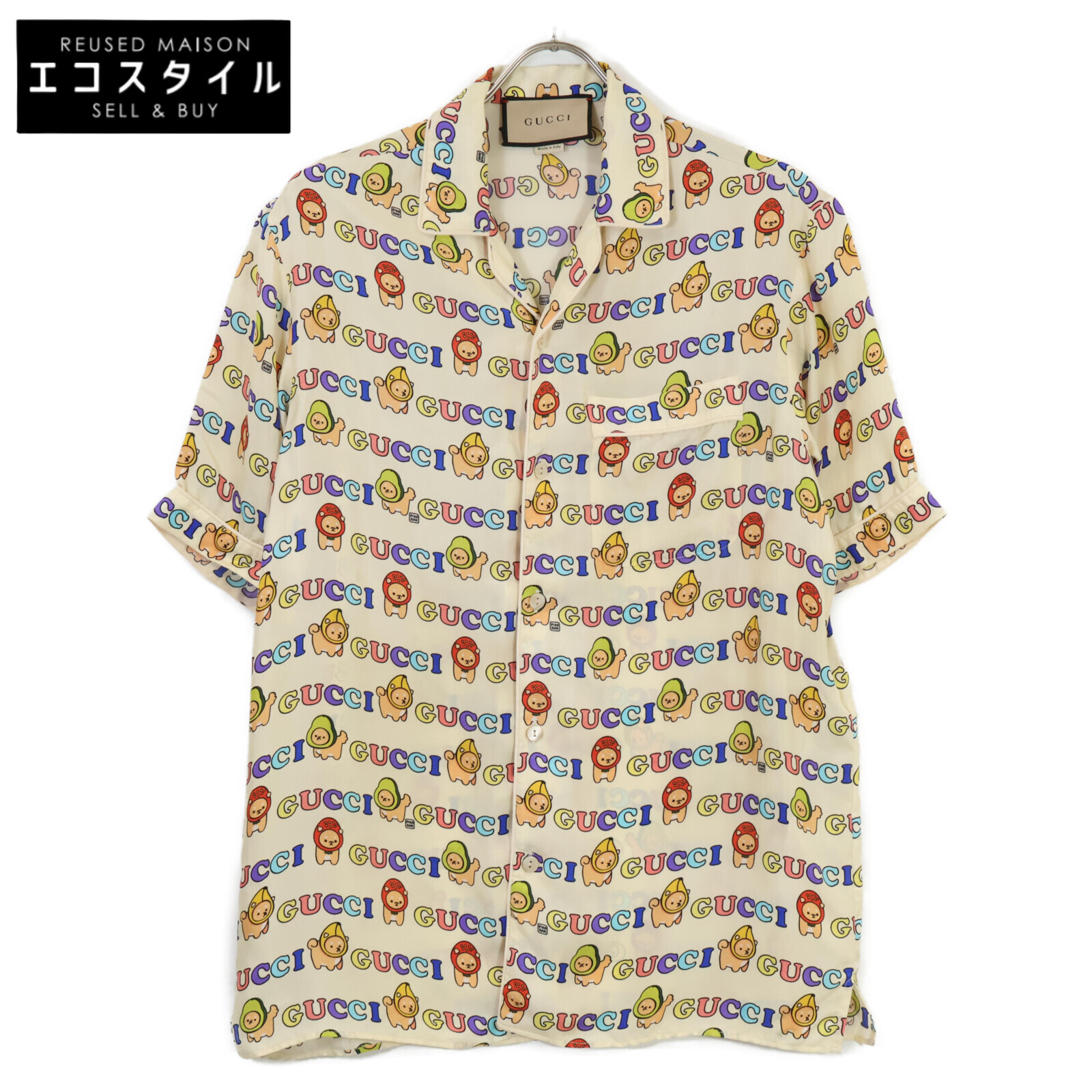 GUCCI シルク100% GGキャンバス 長袖シャツ GUCCI シルク100% GGキャンバス 長袖シャツ
