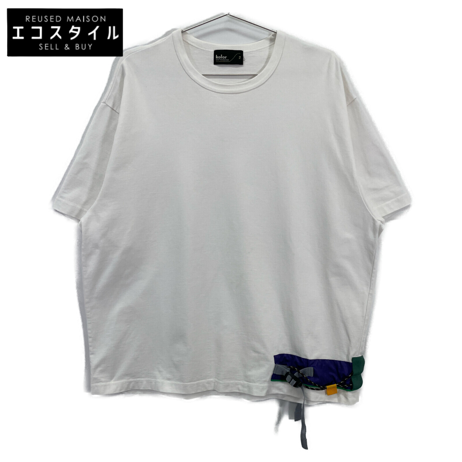 kolor 色合い 23SS 23SCM-T17207S 白いこと 綿織物 patchwork-panel tee トップス   2 白いこと メンズ 【中古】
