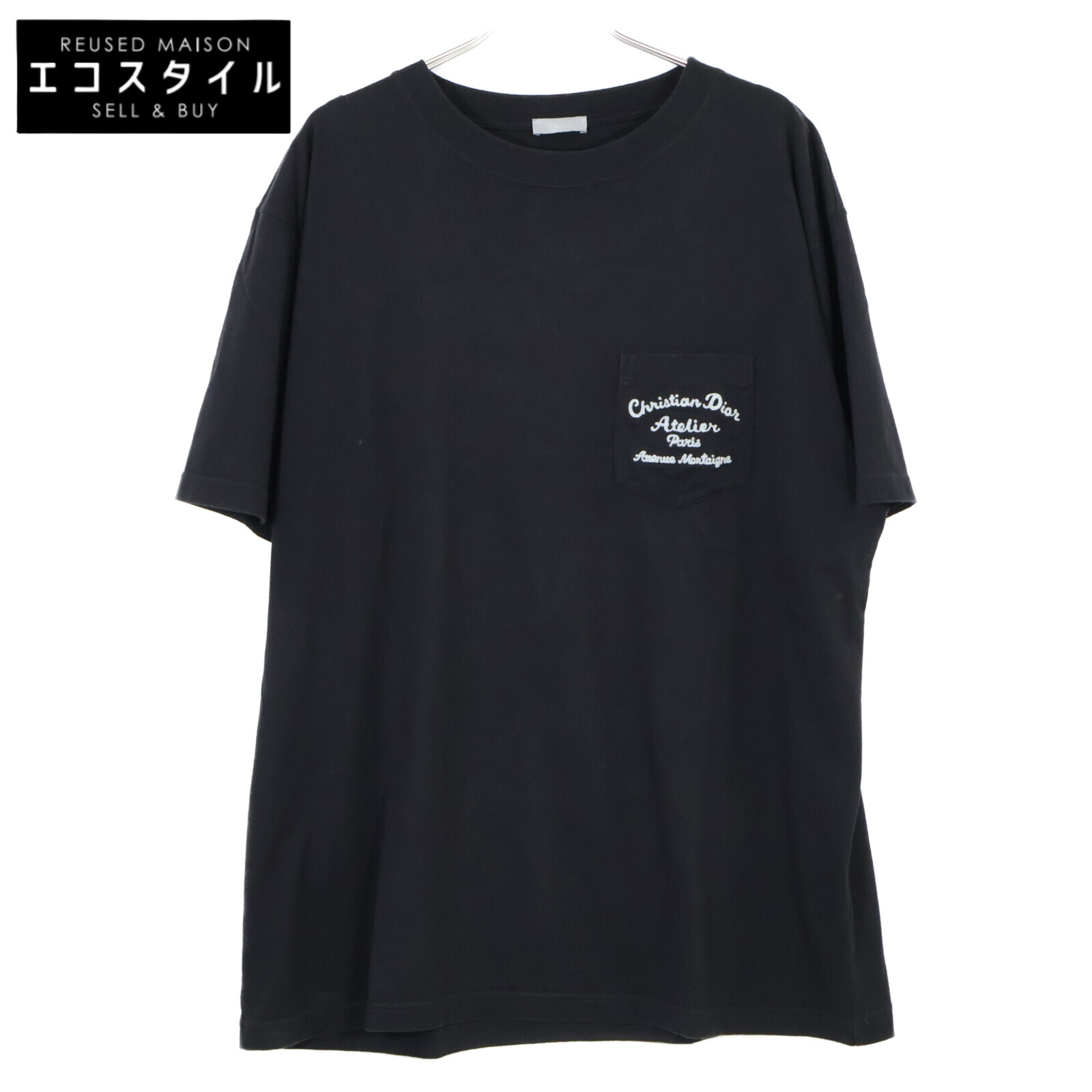 Christian Dior ロゴプリント 半袖Tシャツ ロゴ刺繍 ブラック 美品 ディオール・オム ロゴ刺繍 半袖Tシャツ メンズ SIZE L