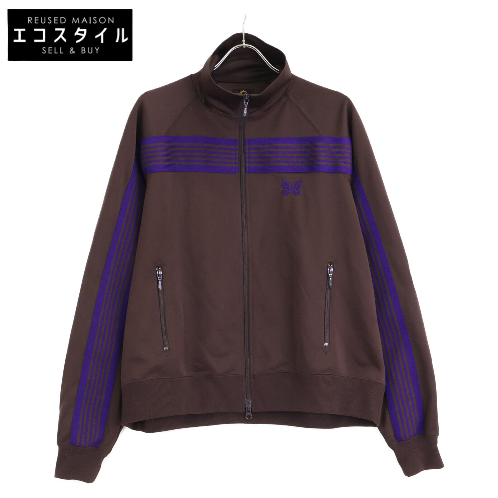 パ*ン様 Needles パピヨン刺繍 ホワイトパープルトラックジャケット Needles ニードルス 23SS MR284 Track Jacket Poly Smooth