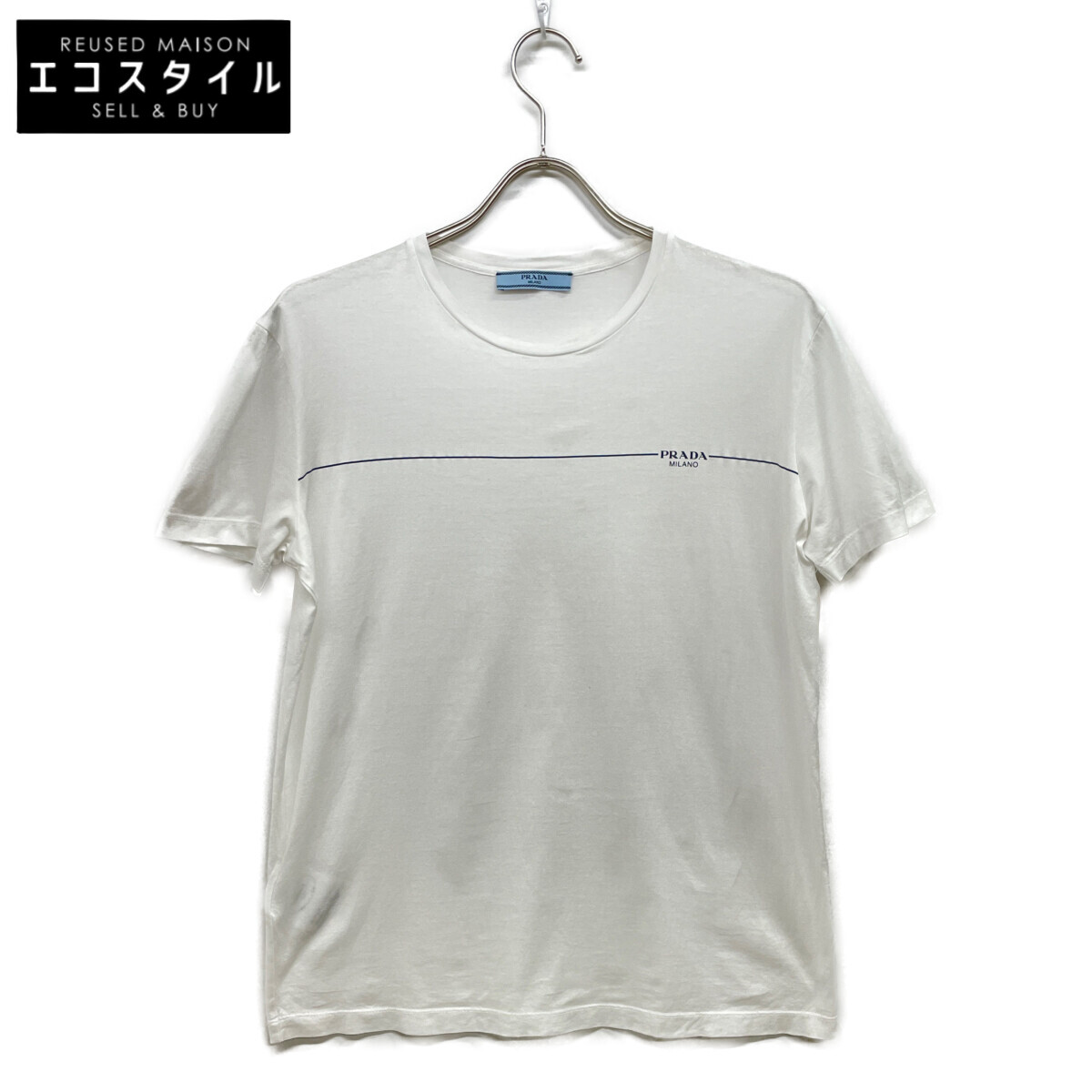 PRADA プラダ 19SS ﾎﾜｲﾄ 39507 ｺｯﾄﾝ ﾛｺﾞ Tｼｬﾂ トップス 42 ホワイト レディース 【中古】