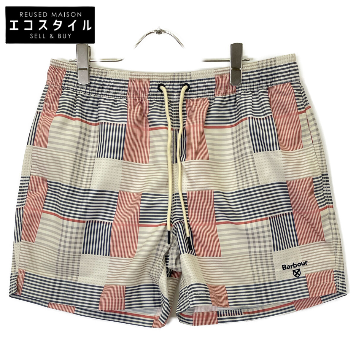 Barbour バブアー MSW0071ST17 ﾊﾟｯﾁｽｲﾑｼｮｰﾂ ボトムス M ベージュ ネイビー レッド グレー チェック メンズ 【中古】
