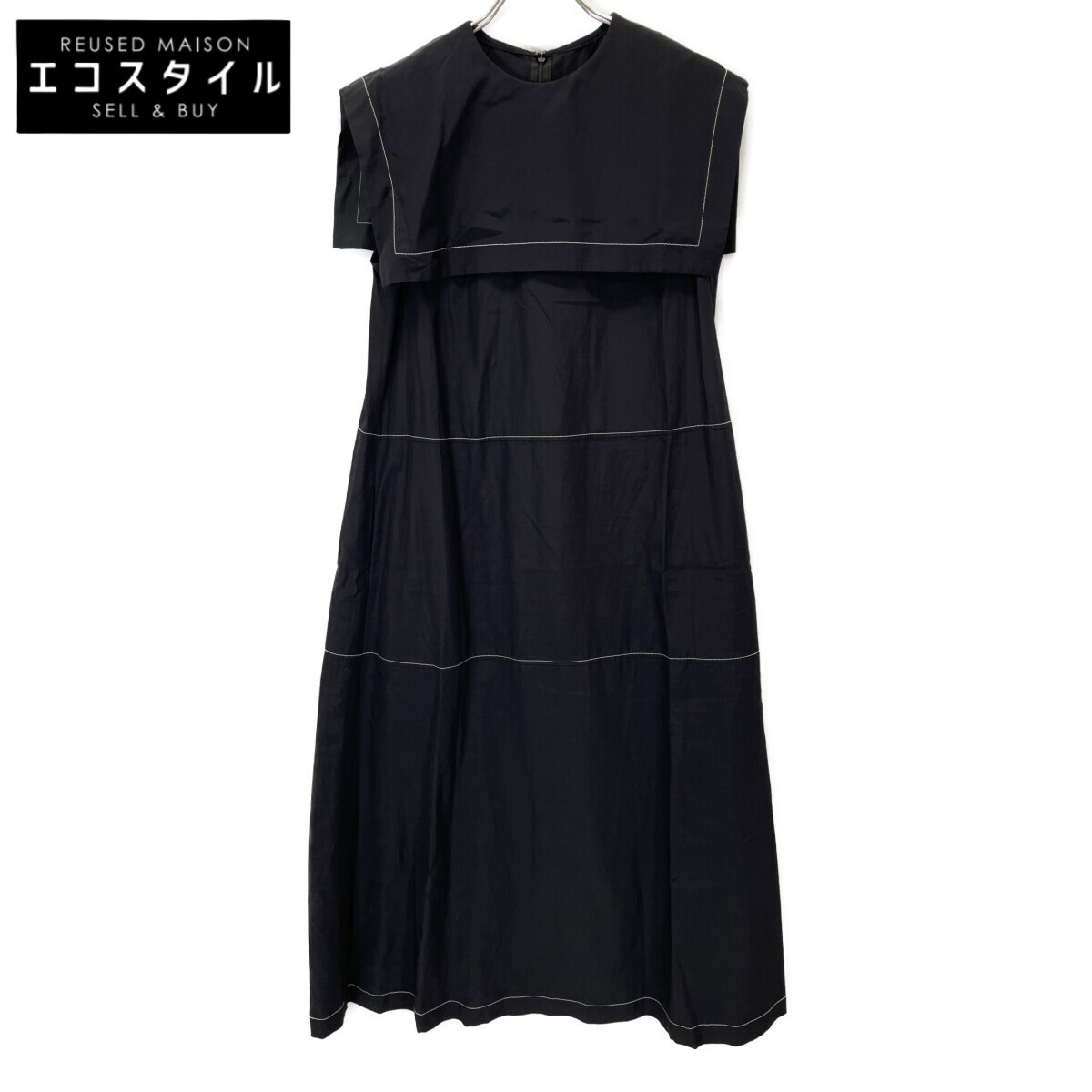 LE PHIL ル フィル 534-1140500 ﾌﾞﾗｯｸ ﾗｽﾃｨｯｸﾛｰﾝｾｰﾗｰｶﾗｰﾜﾝﾋﾟｰｽ ワンピース 1 ブラック レディース 【中古】