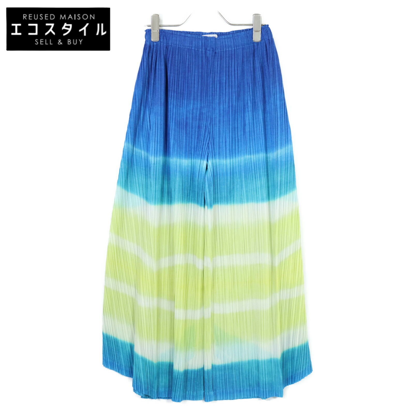 プリーツプリーズ PP73-JF764 17AW ﾌﾞﾙｰ×ｲｴﾛｰ 総柄 ﾜｲﾄﾞﾊﾟﾝﾂ 3 