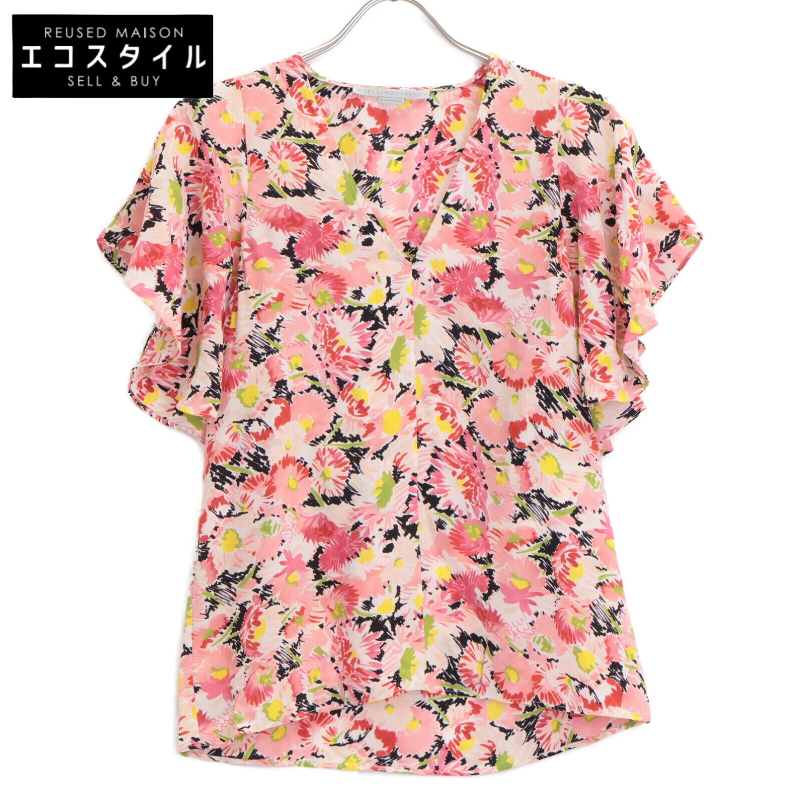 STELLA McCARTNEY ステラマッカートニー 602912 サクラ色系 地絹100 花柄 フラウンストップ トップス   38 サクラ色 レディース 【中古】
