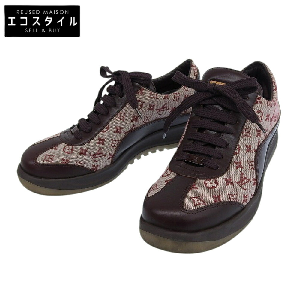 美品 ルイヴィトン モノグラム ミニラン キャンバス フラットシューズ