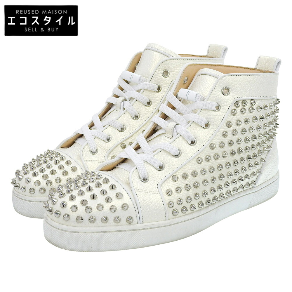 Christian Louboutin　クリスチャンルブタン　スニーカー　白 Louis Junior Spikes - スニーカー - カーフレザー - ホワイト