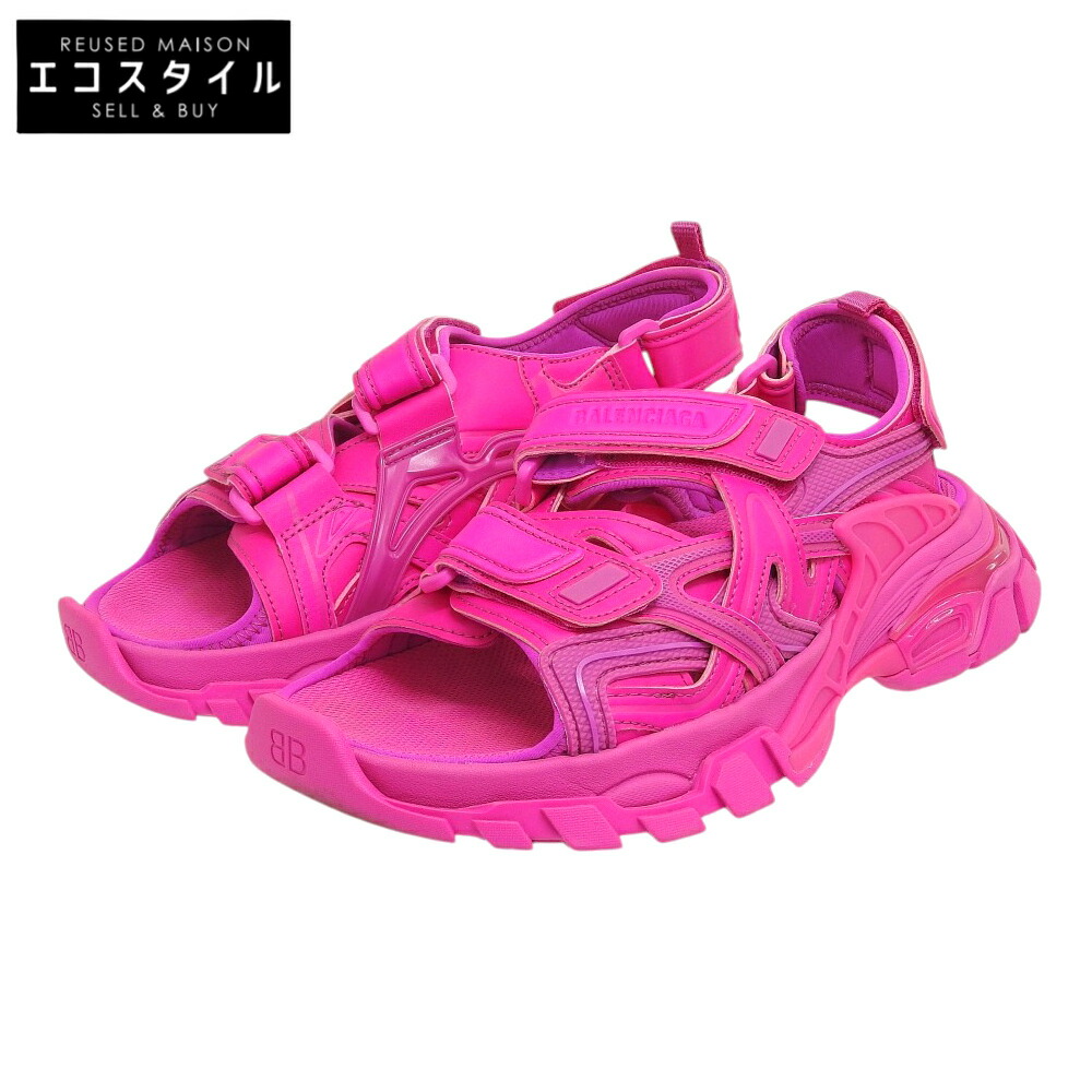 BALENCIAGA バレンシアガ 美品 Track Sandal トラックサンダル レディース ピンク 36 617543 シューズ 36 ピンク レディース 【中古】