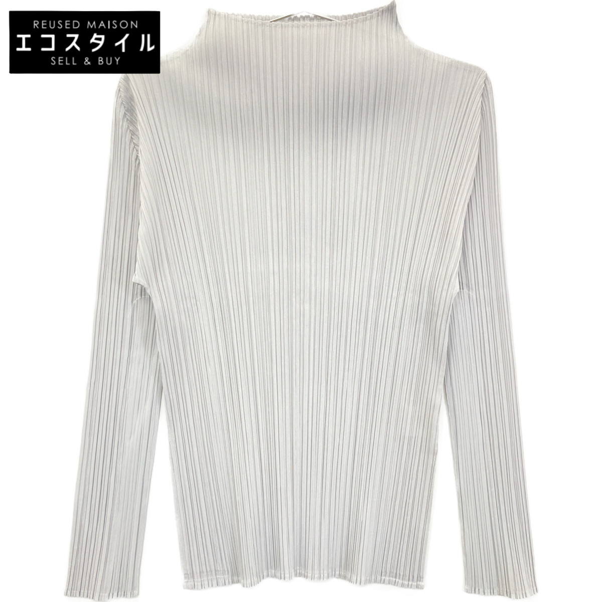 極美品✨PLEATS PLEASE プリーツ　長袖　グレー　トップス　ハイネック プリーツプリーズPLEATS PLEASE ハイネックカットソー グレー