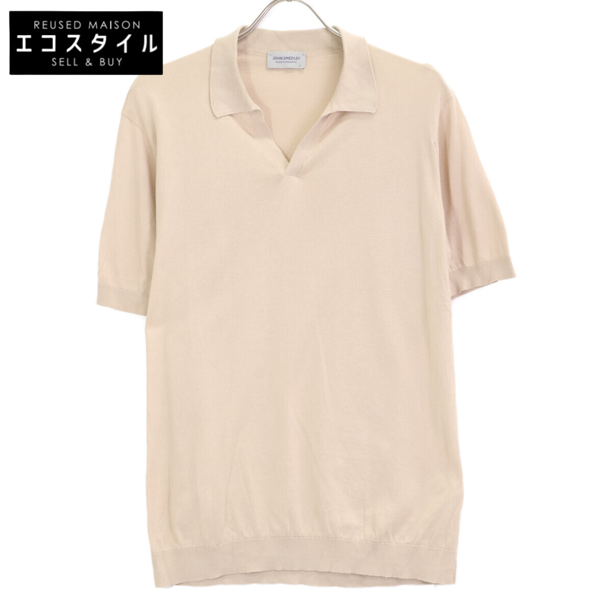 JOHN SMEDLEY ジョンスメドレー SYRES ｺｯﾄﾝ ﾊｲｹﾞｰｼﾞﾆｯﾄ ｽｷｯﾊﾟｰ ｼｬﾂ トップス L ベージュ メンズ 【中古】