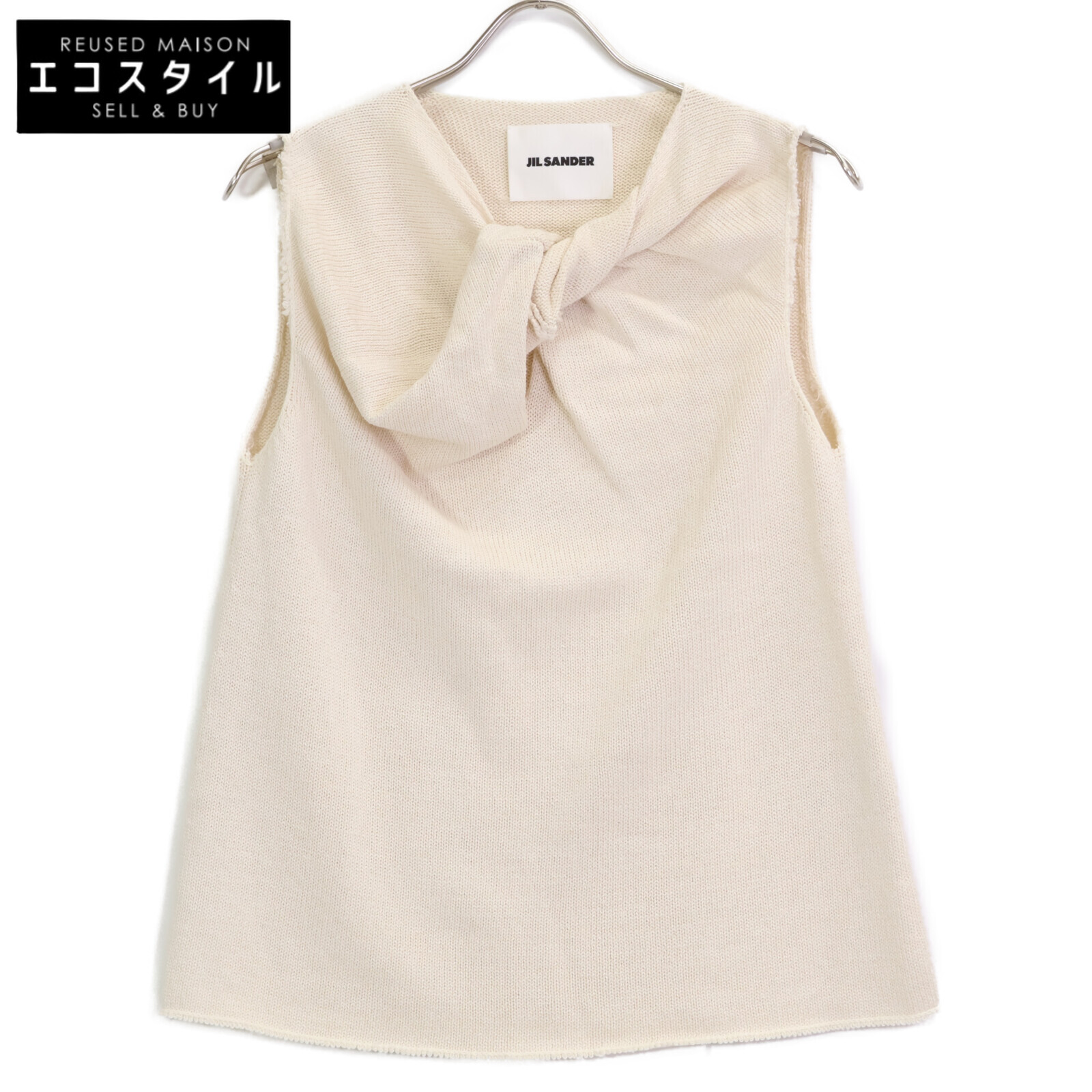 JILSANDER ジルサンダー JSWS751308 白いこと 編み物 ノースリーブカットソー トップス   34 白いこと レディース 【中古】