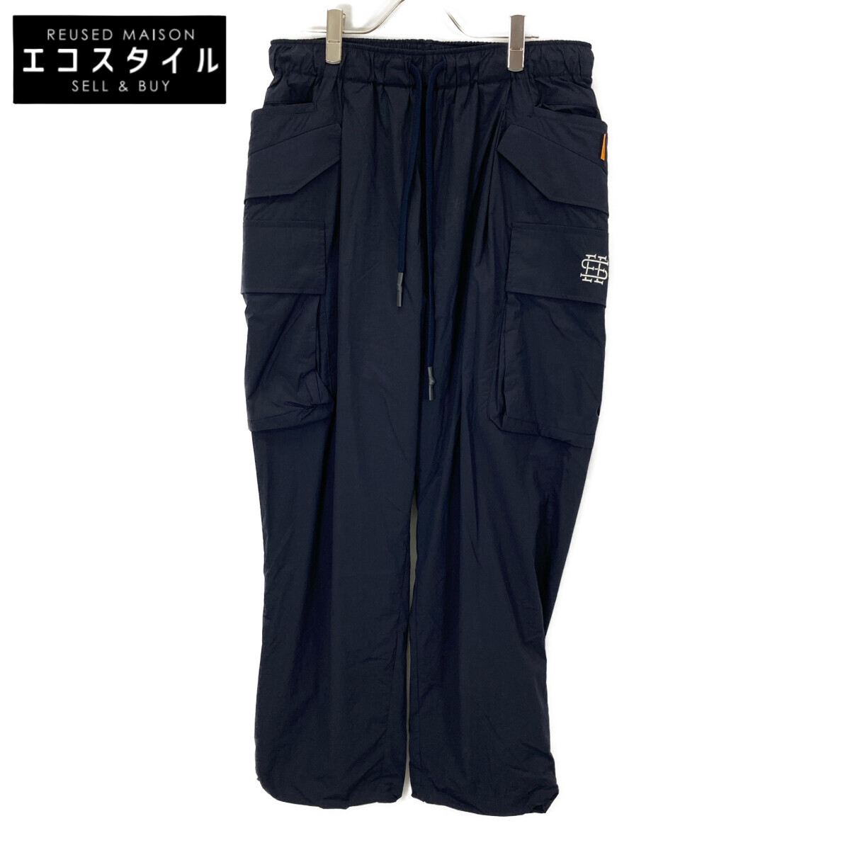 see see ナイロンカーゴパンツ 楽天市場】【中古】SEESEE ロゴナイロンパンツ ネイビー サイズ