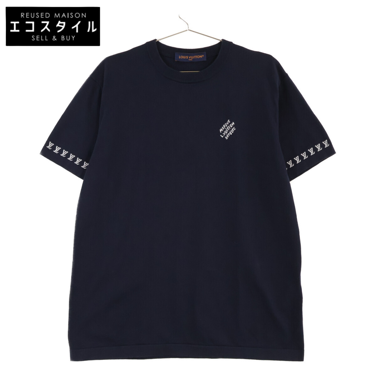 LOUIS VUITTON ルイヴィトン 黒いこと HRN42W シグネチャーショートスリーブクルーネック トップス   M 米国海軍 メンズ 【中古】