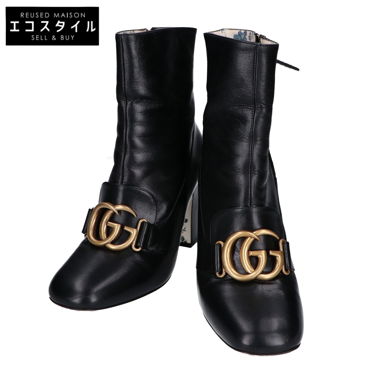 グッチ レザー ショートブーツ 104 0088 レディース　35 1/2 黒 GUCCI グッチ レザー ショートブーツ 104 0088 レディース 35 1