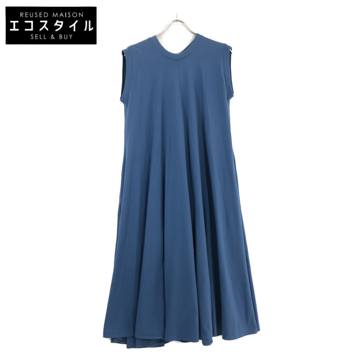 ATON エイトン ﾌﾞﾙｰ SUVIN AIR SPINNING FLARED DRESS ワンピース 01 ブルー レディース 【中古】
