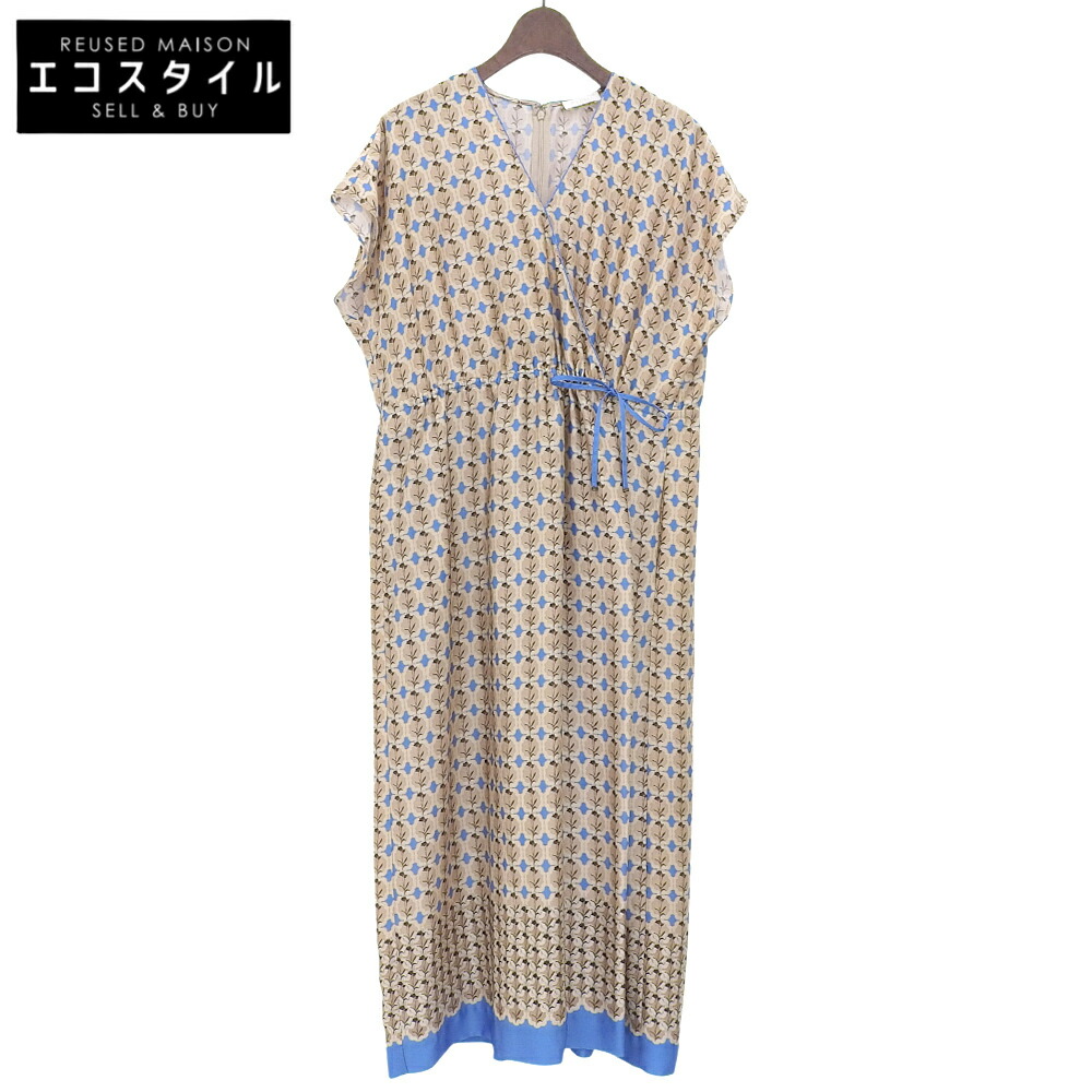 BALLSEY ボールジー 美品 コルチカムプリント 心地よい衣裳 レディース ベージュ 青碧 36 衣裳   36 ベージュ/青碧 レディース 【中古】