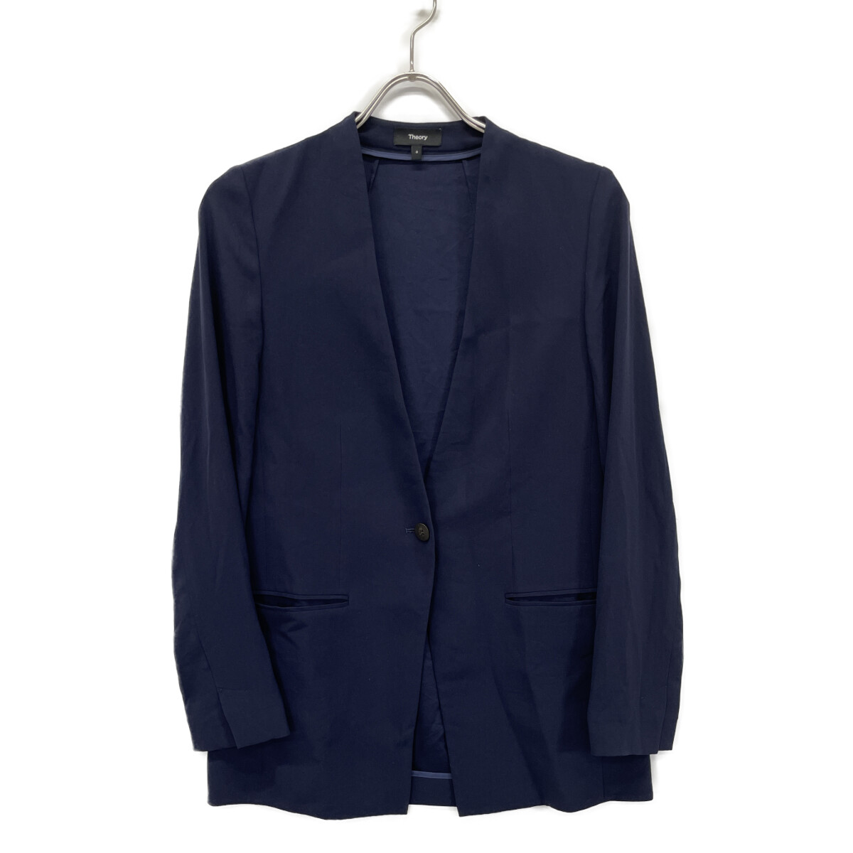 【美品】theory luxe セオリーリュクス ノーカラージャケット 紺 40 美品】theory luxe セオリーリュクス ノーカラージャケット 紺