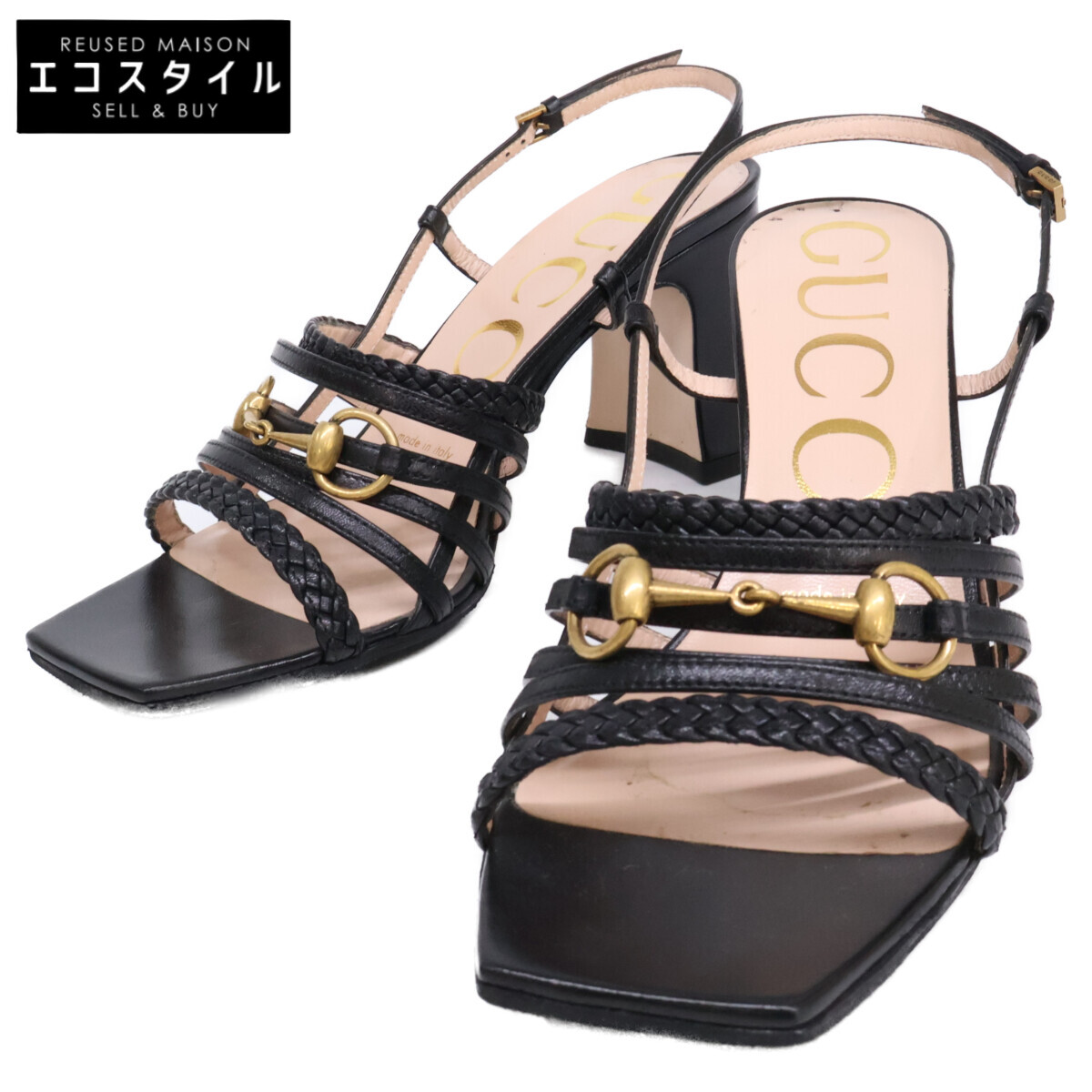 楽天市場】GUCCI グッチ ホースビット付き サンダル ブラック レザー