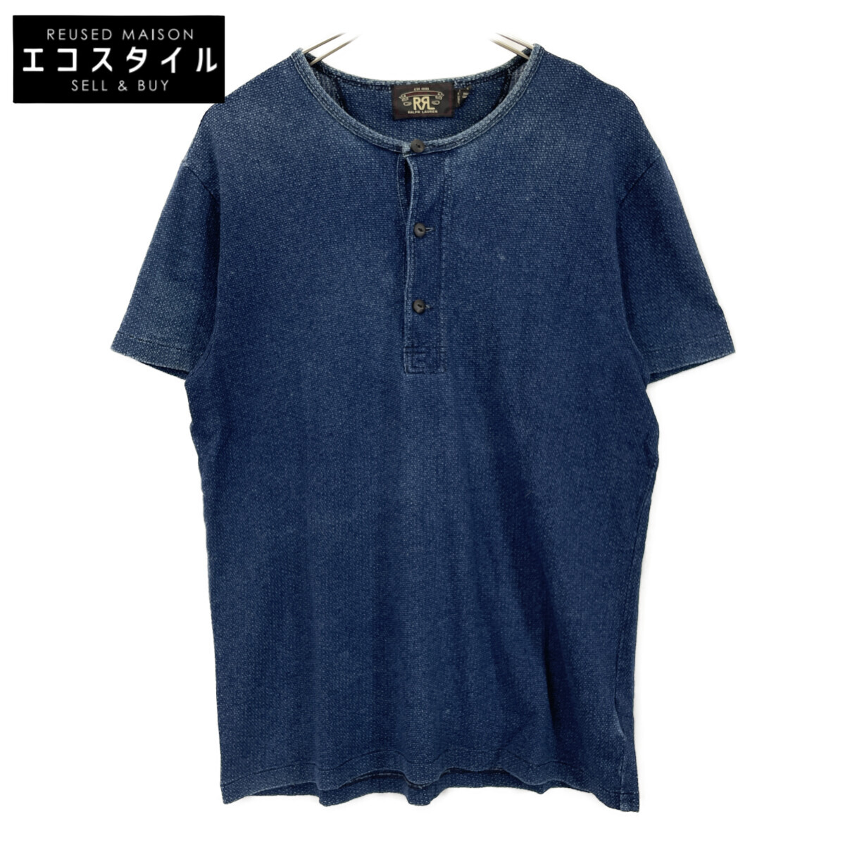 RRL ダブルアールエル ｲﾝﾃﾞｨｺﾞ ﾍﾝﾘｰﾈｯｸ ｶｯﾄｿｰ トップス M インディゴ メンズ 【中古】