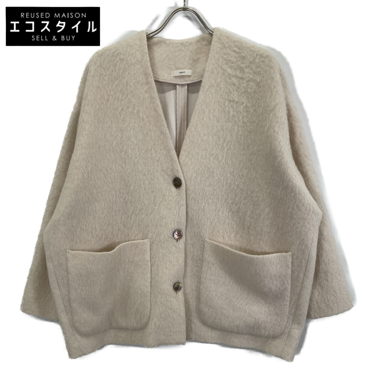 yori ヨリ YR2125-098AW-6 さくら色 モヘヤ混 シャギー 厚地の外套 上衣   F 象牙色 レディース 【中古】