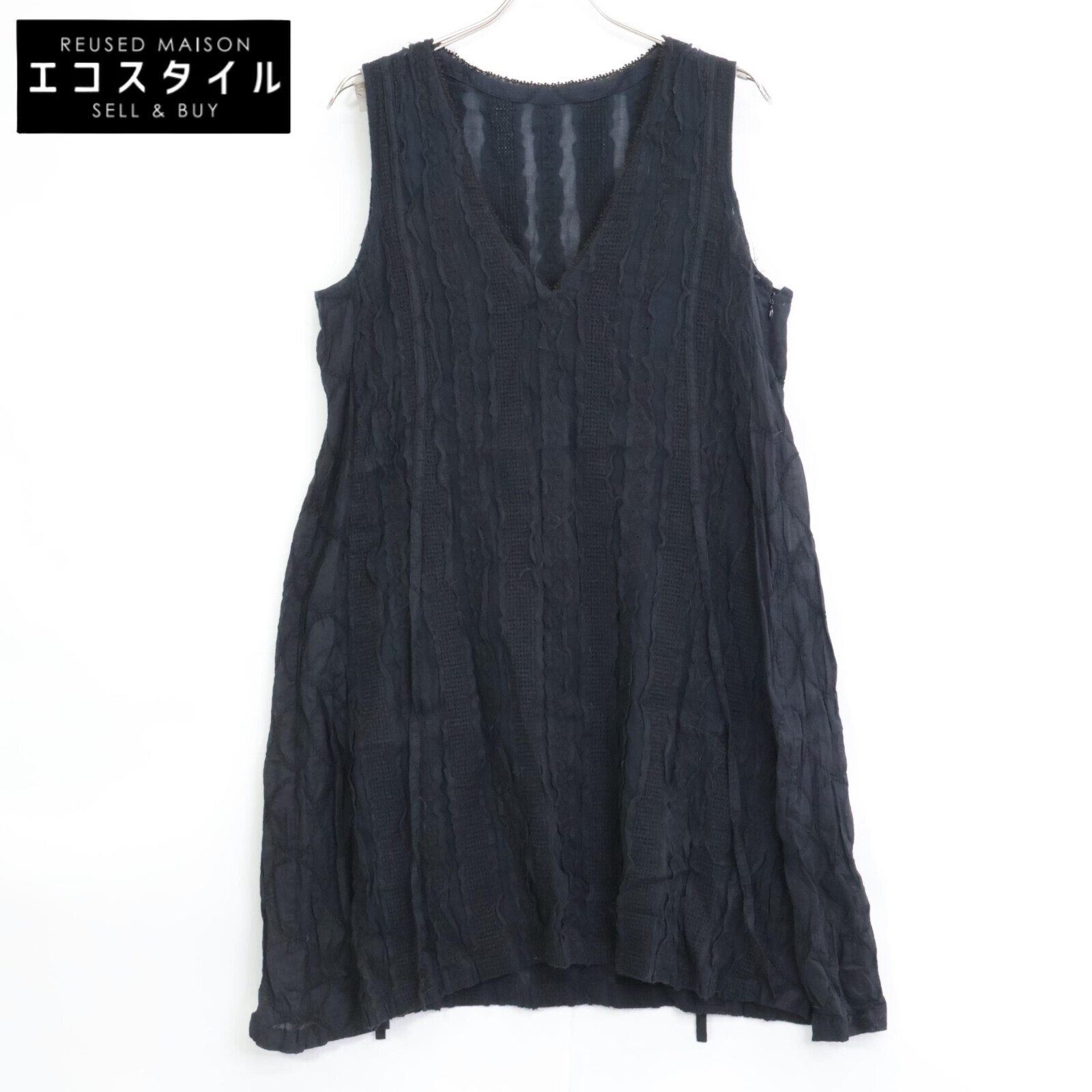 Haat ハート形 HA93FH707 ﾌﾞﾗｯｸ ﾚｰｽ Vﾈｯｸﾉｰｽﾘｰﾌﾞﾜﾝﾋﾟｰｽ 衣装 2 黒いこと レディース 【中古】 ワンピース-レディースファッション