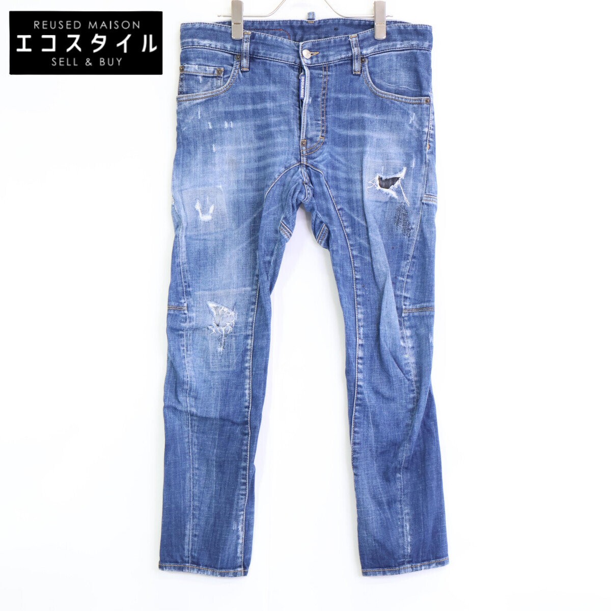 DSQUARED2 ディースクエアード S74LB0873 MEDIUM WASH 4 TIDY BIKER JEANS 青碧 不都合産業 ボタンフライデニムパンツ ボトムス   46 青碧 メンズ 【中古】