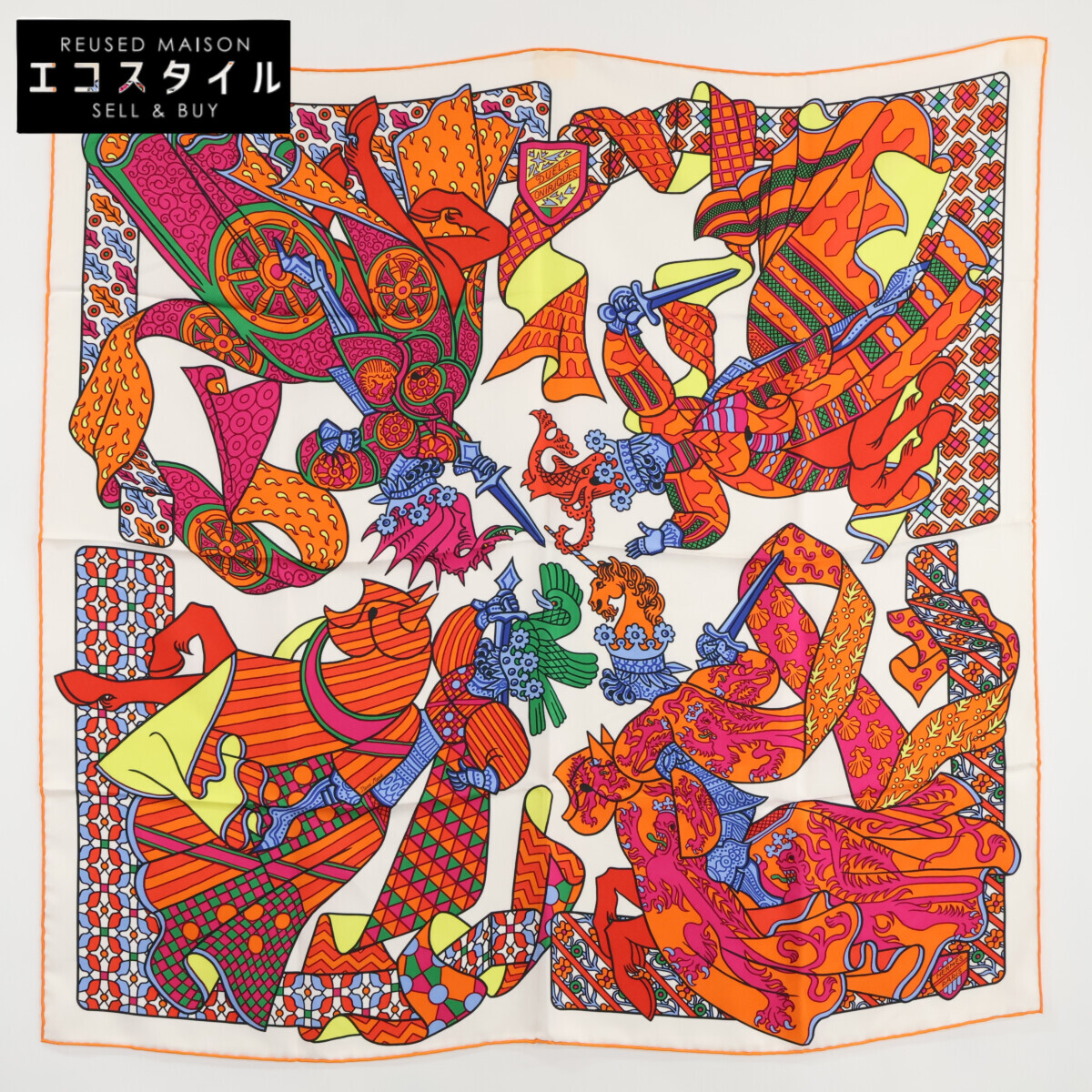 楽天市場】HERMES エルメス スカーフ カレ90 花の中で過ごす時間/時の