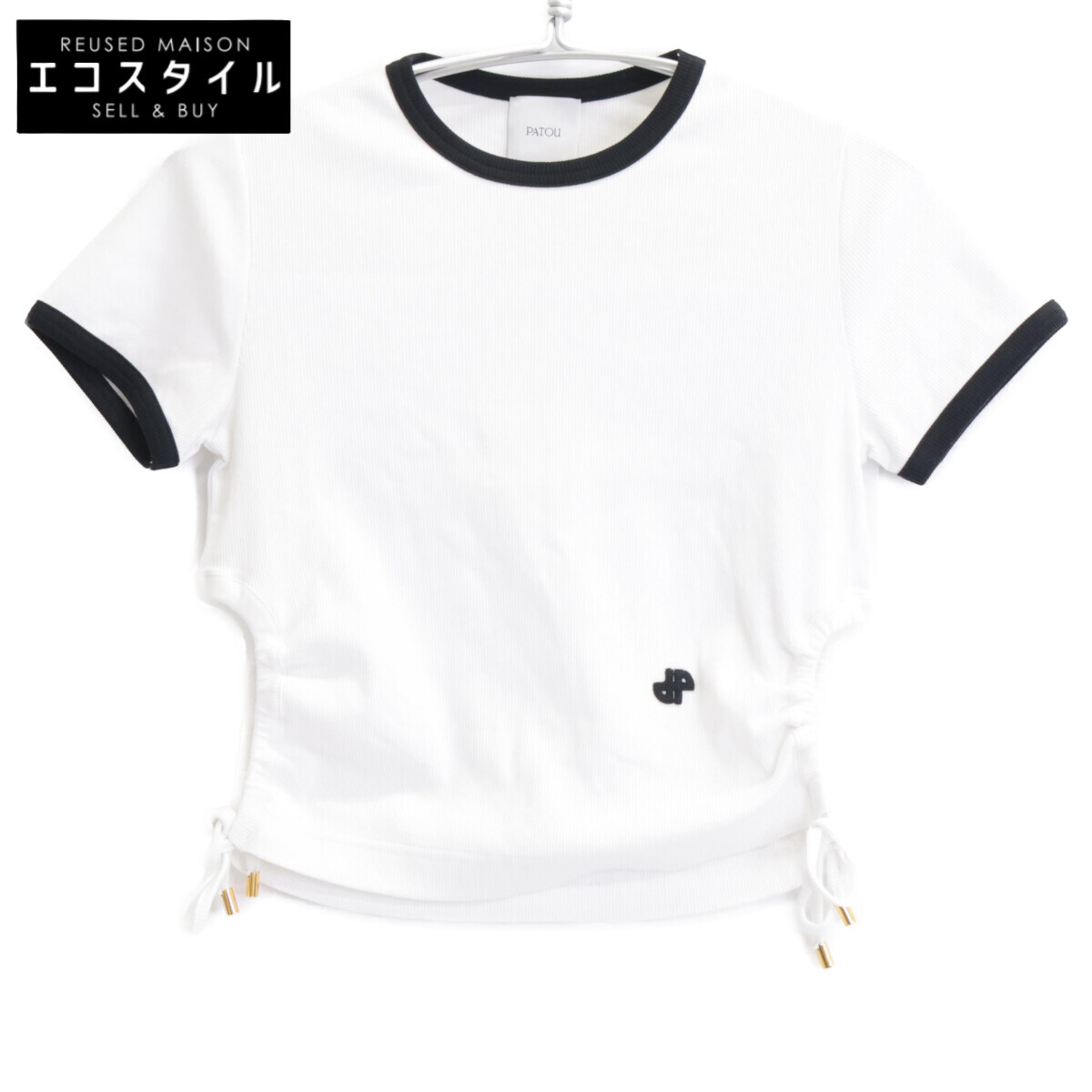 PATOU パトゥ JE1059978001W オーガニックコットンリブ カットアウト プルオーバー トップス   S 白いこと レディース 【中古】