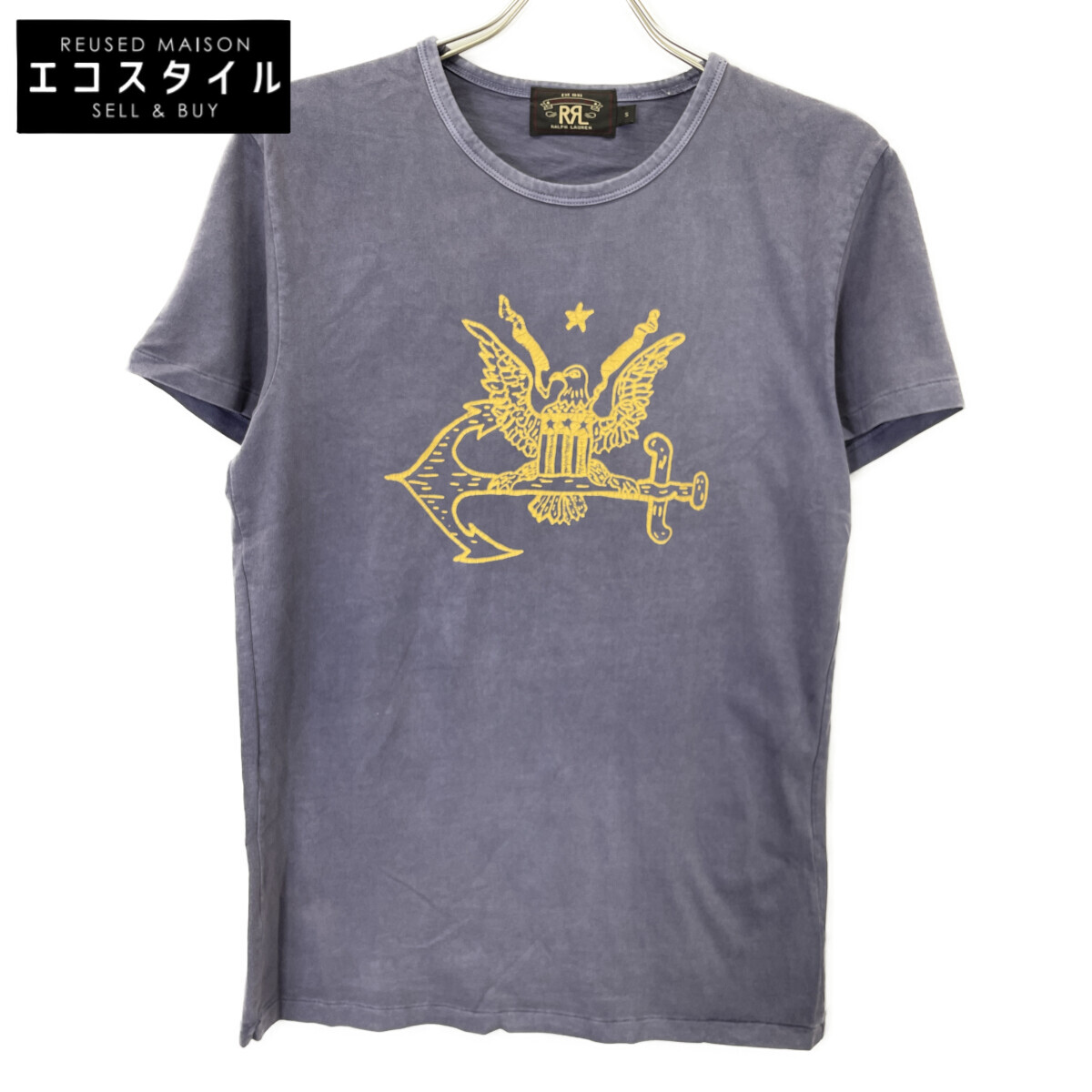 RRL ダブルアールエル パープル×黄色 鷲船掛かり 半袖プルオーバー トップス   S パープル メンズ 【中古】