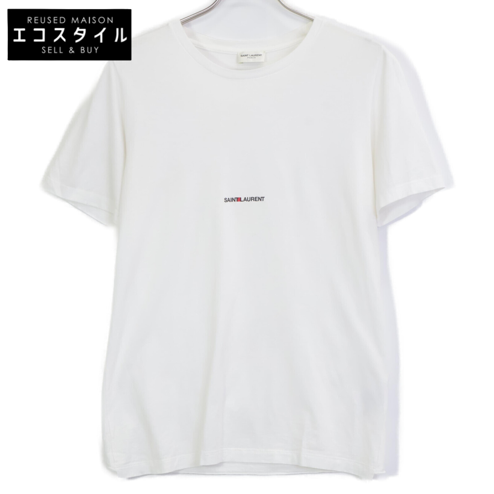 SAINT LAURENT PARIS サンローランパリ 17年 464572 白いこと 綿織物 ロゴタイプ プルオーバー トップス   XS 白いこと メンズ 【中古】