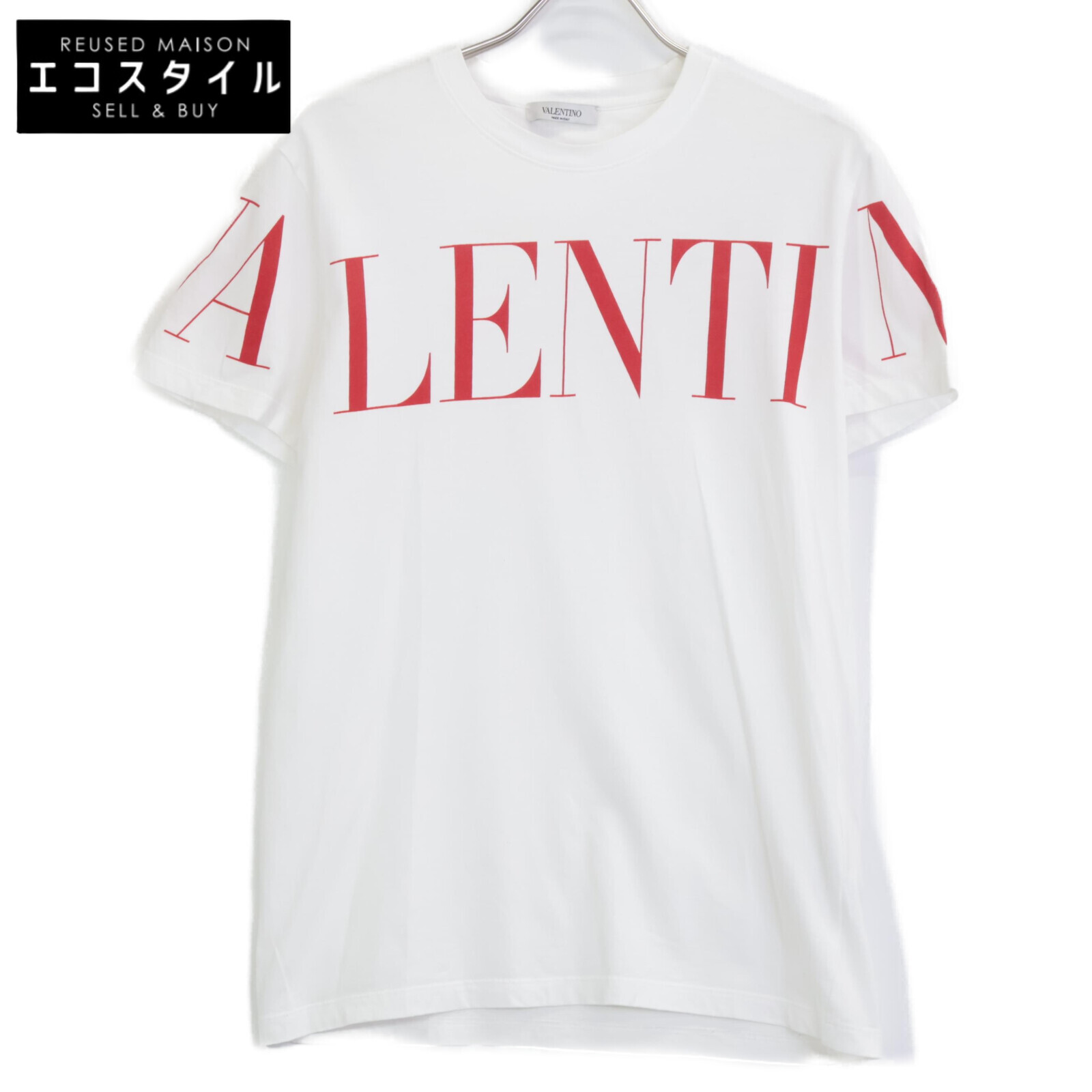 VALENTINO ヴァレンティノ 19年 SV3MG03B5FN 白いこと×赤いこと ロゴタイプ プルオーバー トップス   XS 白いこと メンズ 【中古】