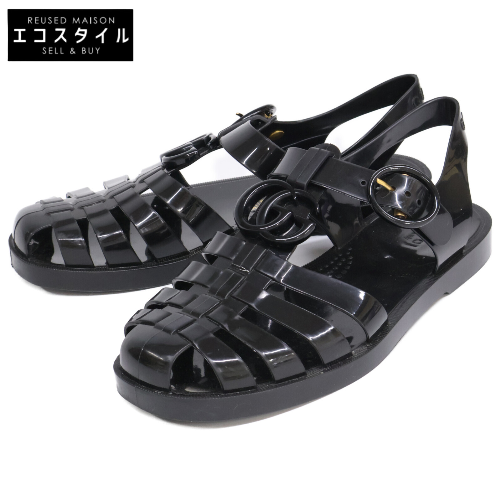 GUCCI グッチ GGマーモント 天然ゴム グルカサンダル/ シューズ 35 黒いこと レディース 【中古】