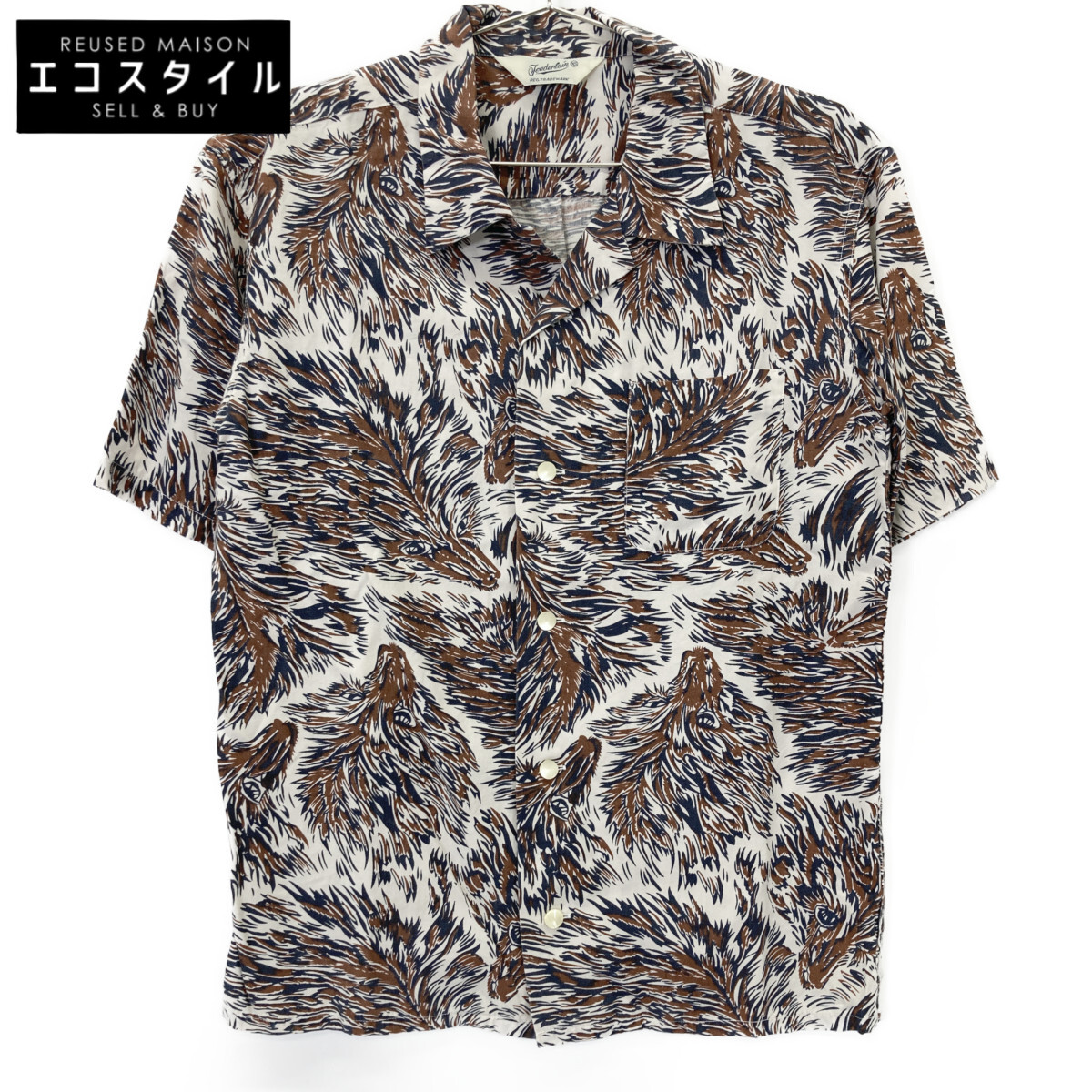 TENDERLOIN アンダーカット 狼 オープンカラーシャツ トップス   XS 赤銅色 メンズ 【中古】