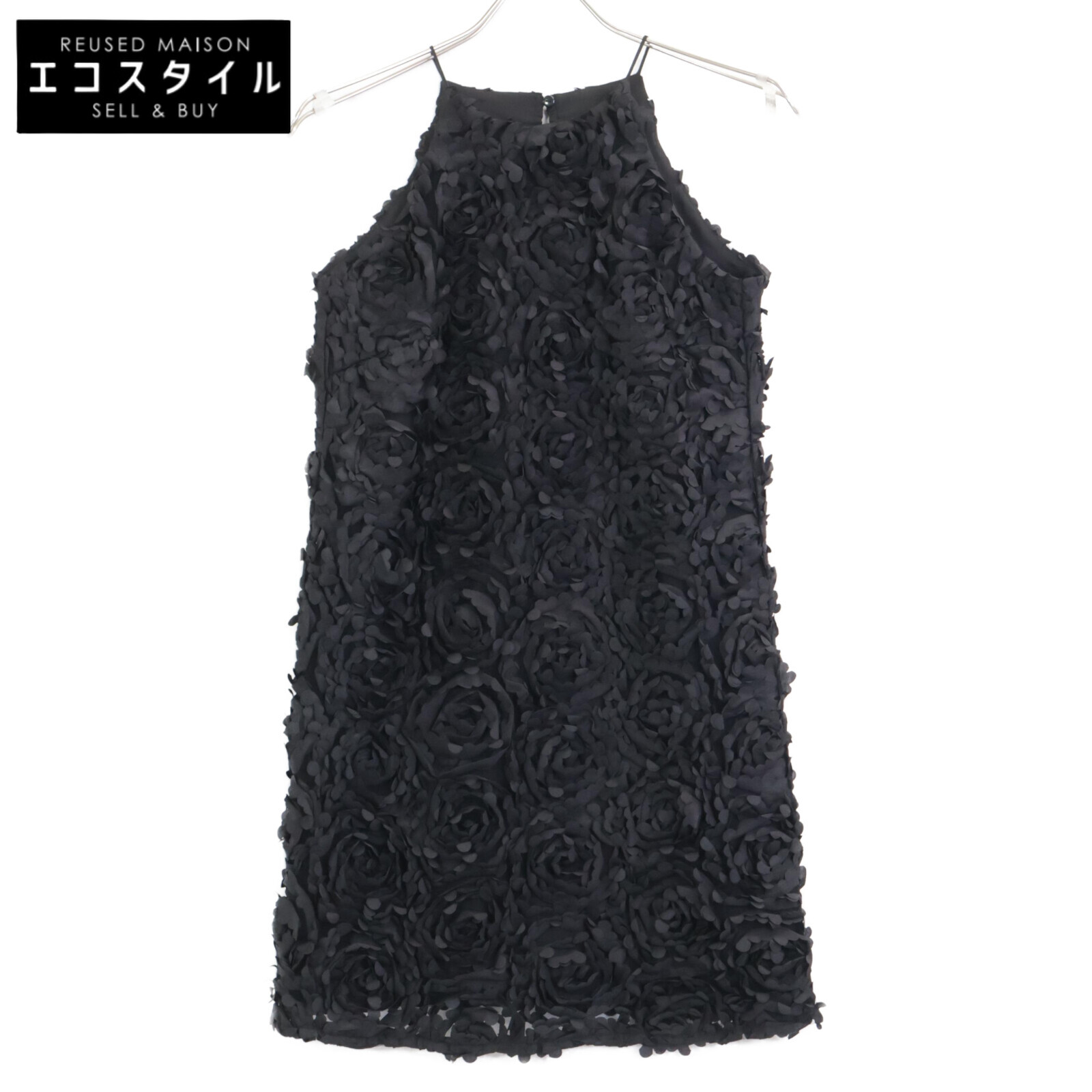 eimy istoire エイミーイストワール 25AW 黒いこと 1125330632 ボリュームフラワーモチーフアメスリワンピース 衣装   S 黒いこと レディース 【中古】
