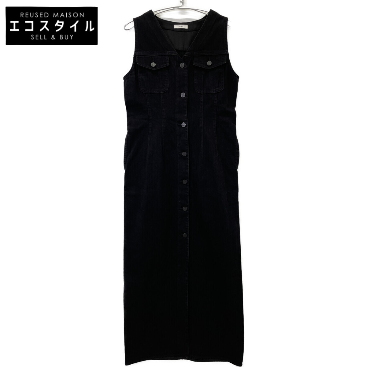 CLANE クラネ ﾌﾞﾗｯｸ ｽﾘｰﾌﾞﾚｽ ﾃﾞﾆﾑﾜﾝﾋﾟｰｽ ワンピース 2 ブラック レディース 【中古】