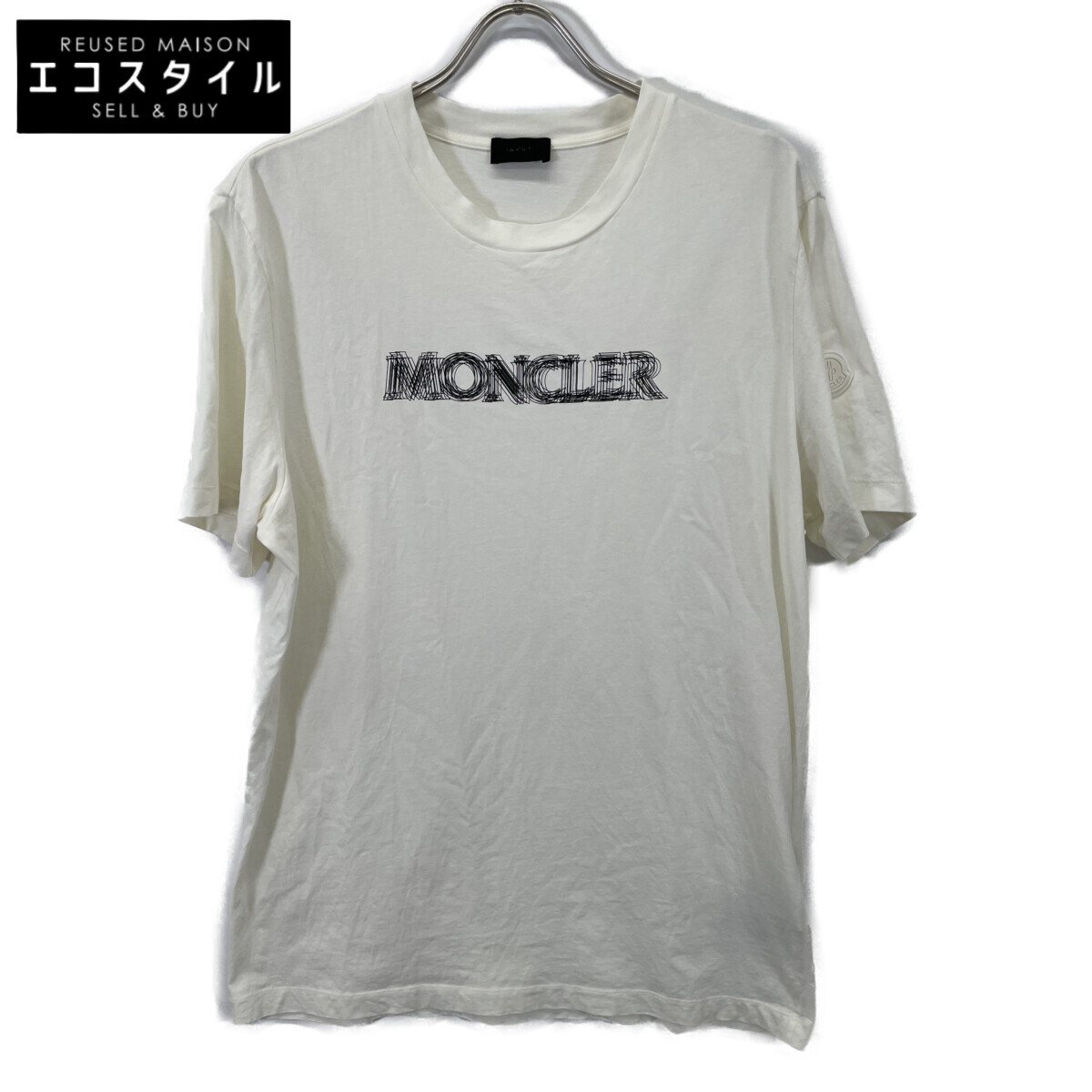 MONCLER モンクレール C-SCOM ロゴ グラフィティ S/S T-shirt トップス XL ホワイト メンズ 【中古】