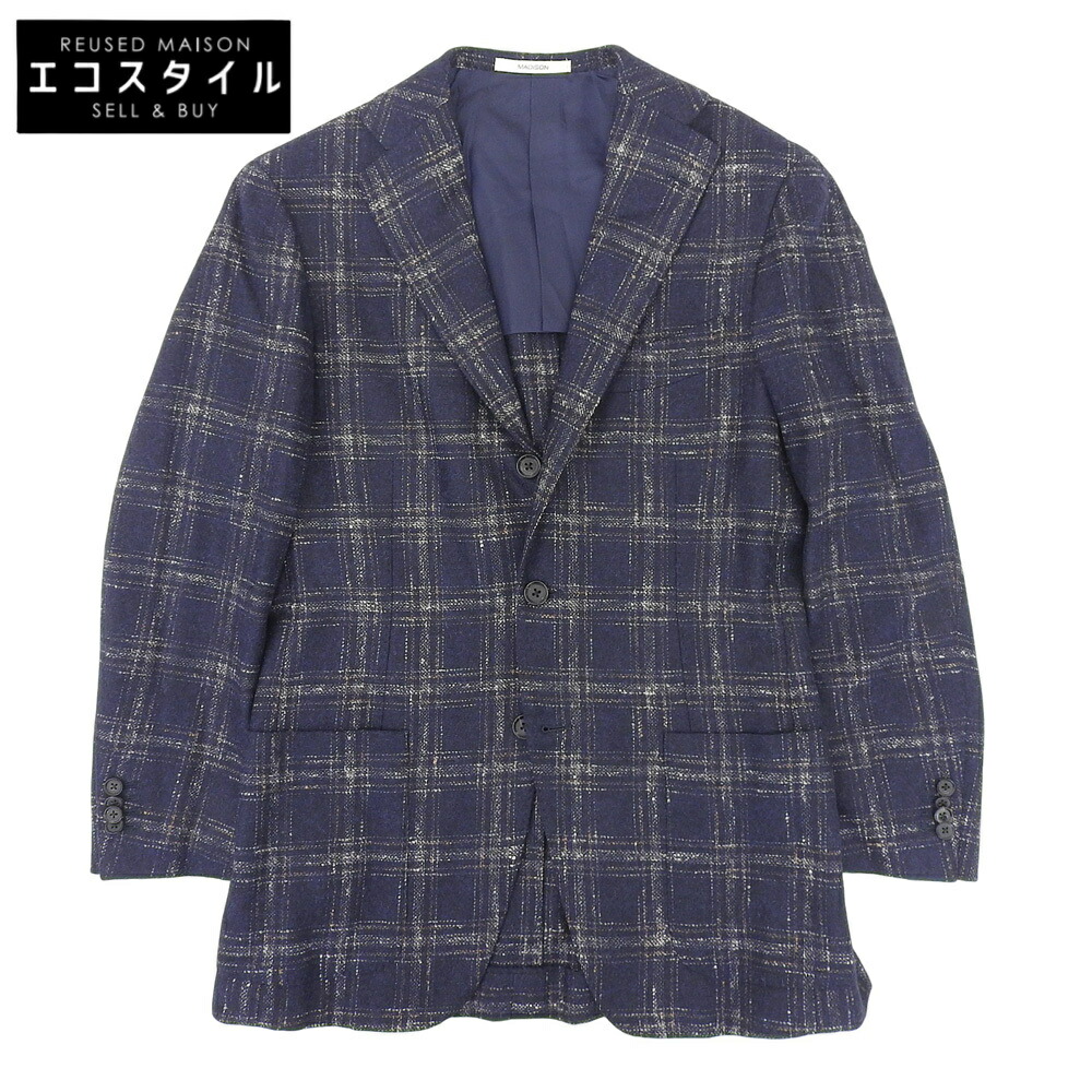 BARNEYS NEWYORK バーニーズニューヨーク 美品 MADISON Ferla アルパカ×ウール タータンチェック ジャケット メンズ ネイビー 44 ジャケット 44 ネイビー メンズ 【中古】