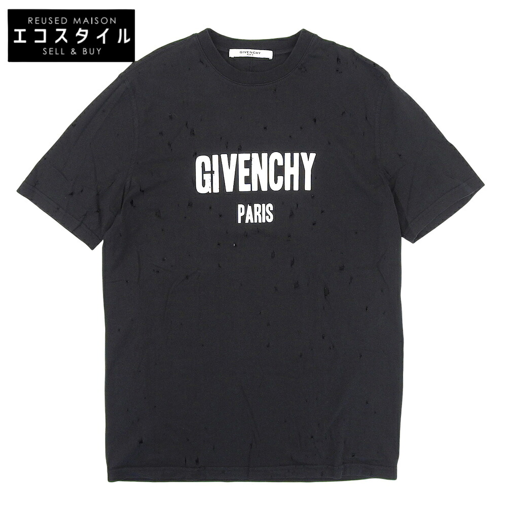GIVENCHY ジバンシィ 綿織物 デストロイ産業 半袖 プルオーバー トップス レディース 黒 黒いこと XS BW7000D3015 トップス   XS 黒いこと レディース 【中古】