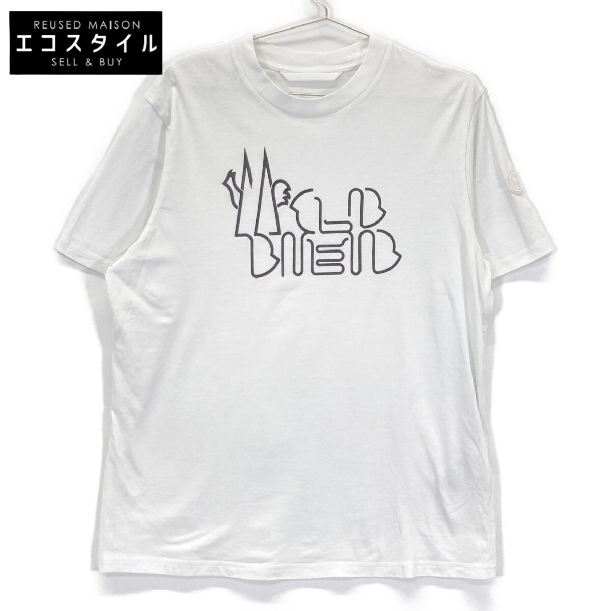 MONCLER モンクレール K10918C00055 ﾎﾜｲﾄ 24年製 CURVED LOGO S/S Tｼｬﾂ トップス M ホワイト メンズ 【中古】