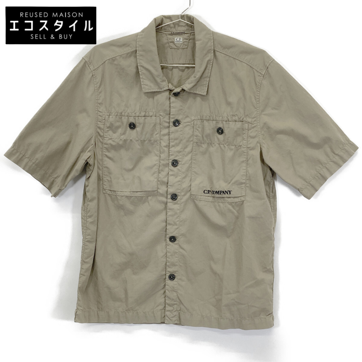 C.P.COMPANY シーピーカンパニー 12CMSH284A ﾍﾞｰｼﾞｭ ﾘｯﾌﾟｽﾄｯﾌﾟ S/Sｼｬﾂ トップス S ベージュ メンズ 【中古】