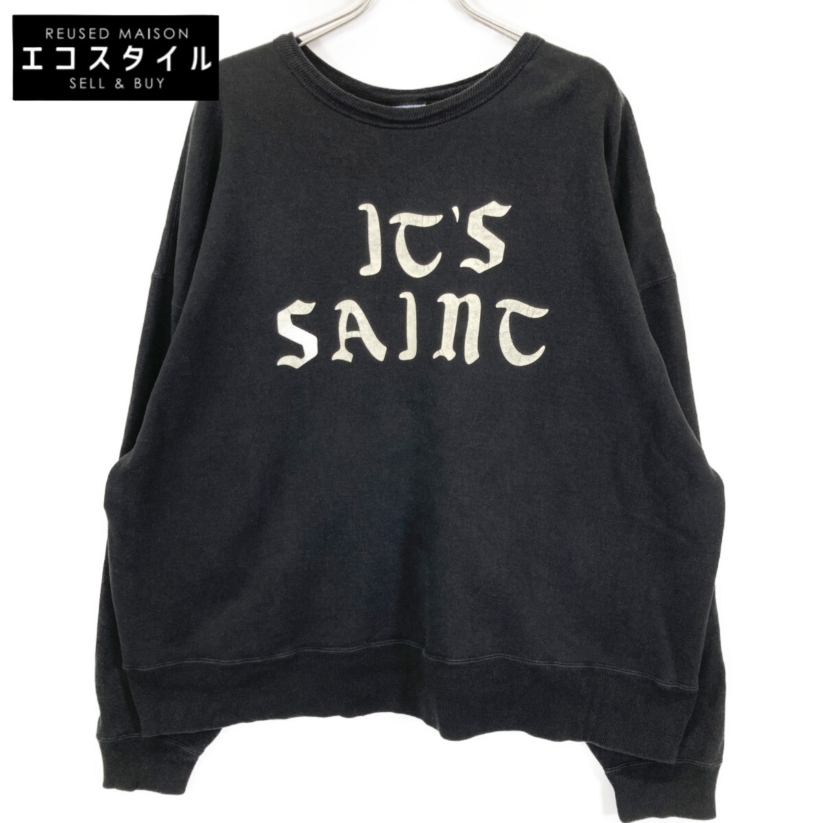 SAINT MICHAEL長袖Tシャツカットソー プリント 黒 スウェット SAINT MICHAEL長袖Tシャツカットソー プリント 黒 スウェット ニット