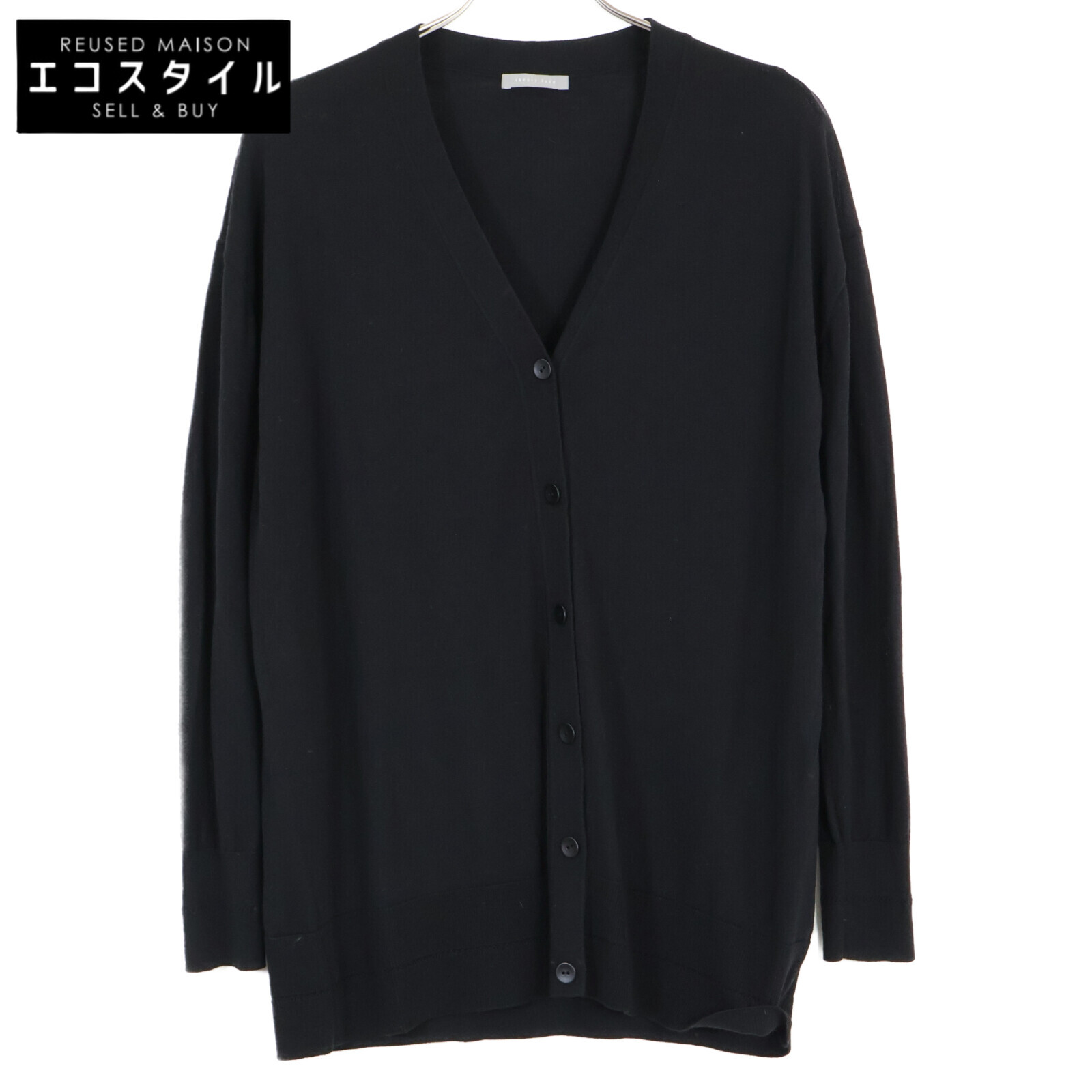 theory luxe セオリーリュクス 【美品/24年製】03-4303715 Lawrence Carrie ウォッシャブル ミディ丈 Vネックカーディガン/ トップス 38 ブラック レディース 【中古】
