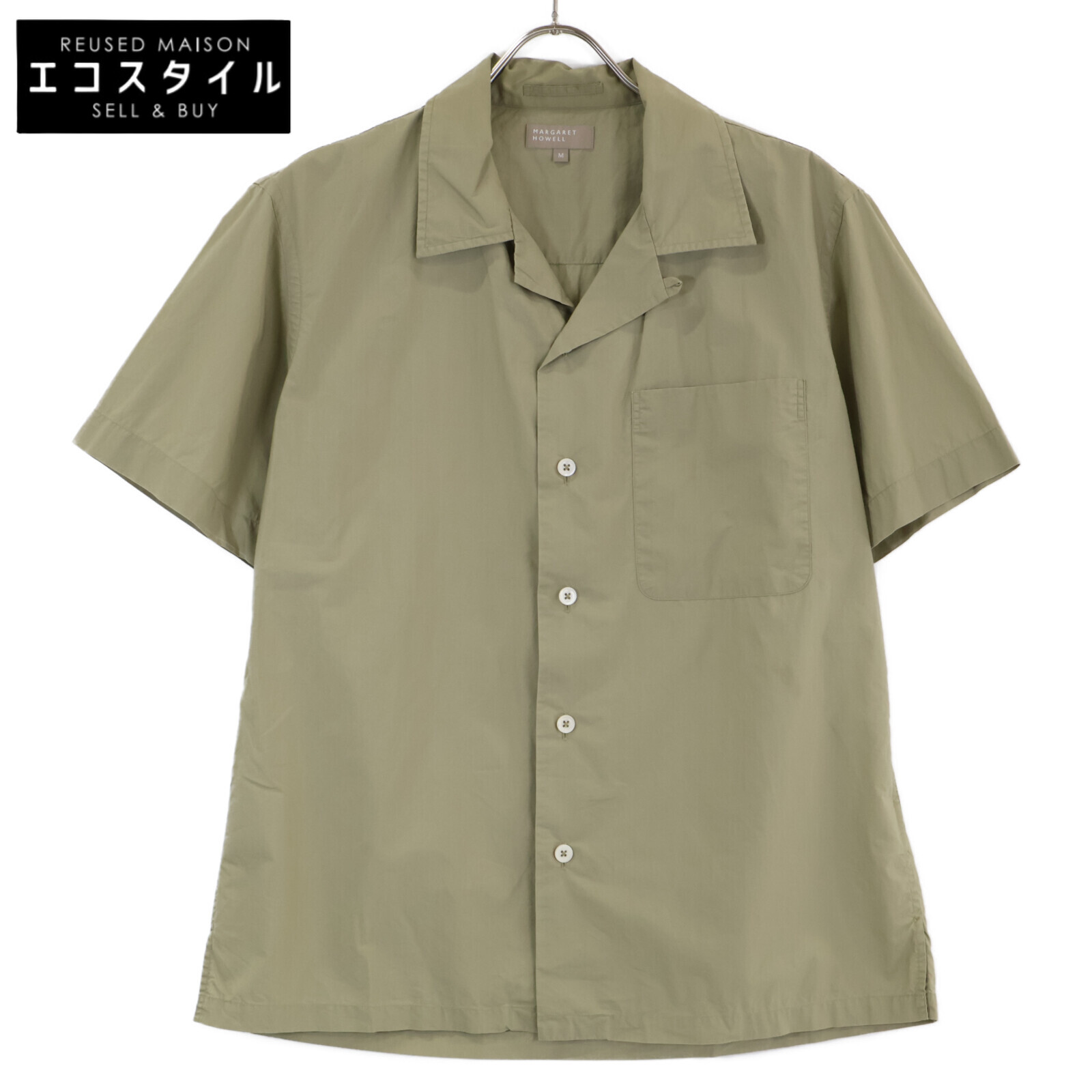 MARGARET HOWELL マーガレットハウエル 579-8150060 コットン 開襟 半袖シャツ/ トップス M オリーブ レディース 【中古】