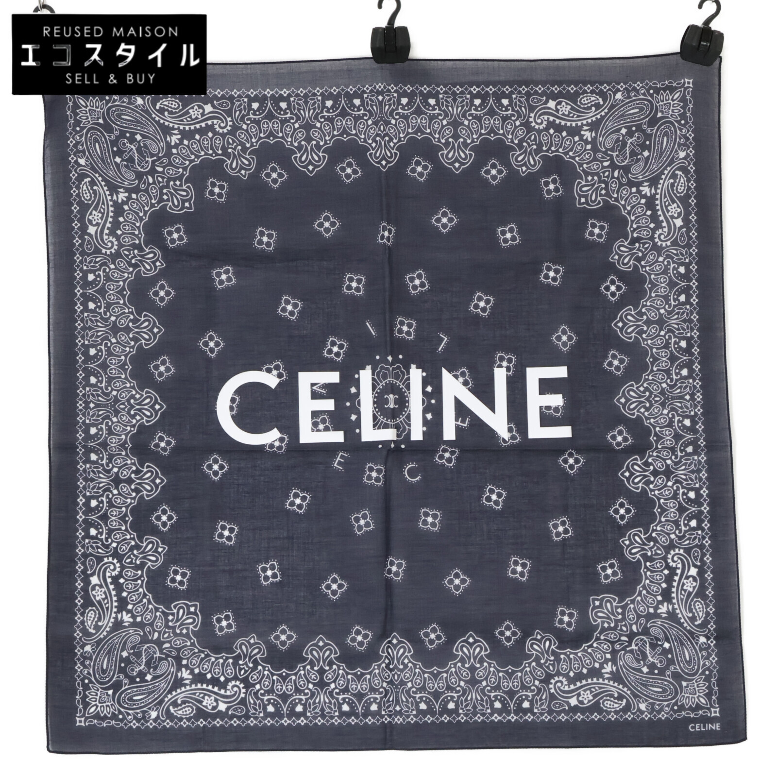 楽天市場】CELINE セリーヌ CELINE Spiral Print Silk Twill Bandana