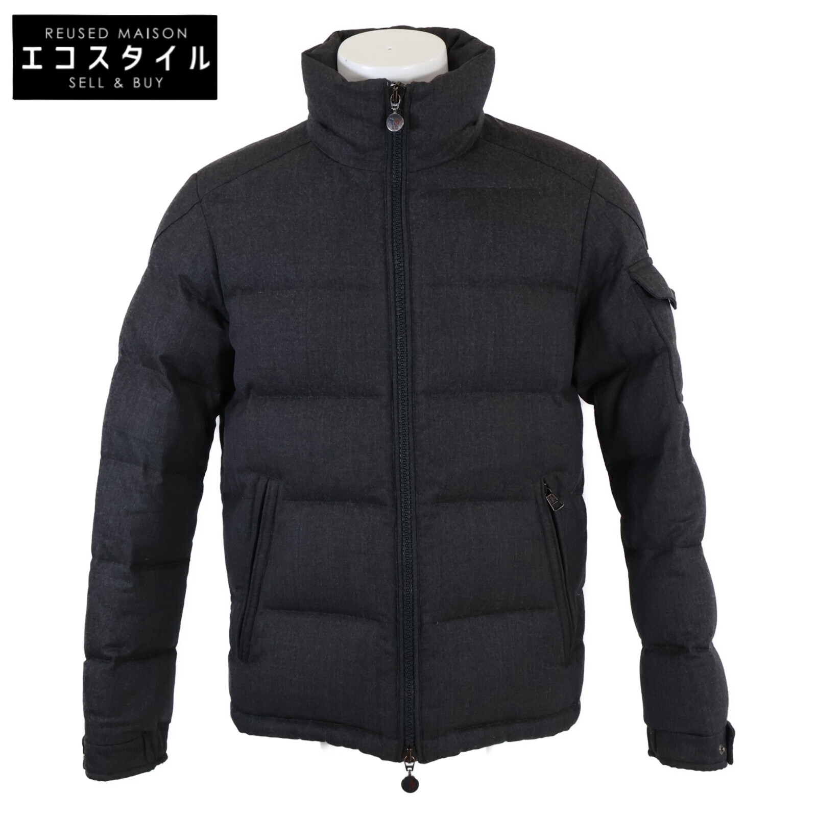 MONCLER モンクレール MONTGENEVRE モンジュネーブル ショートダウン ジャケット 2 グレー メンズ 【中古】