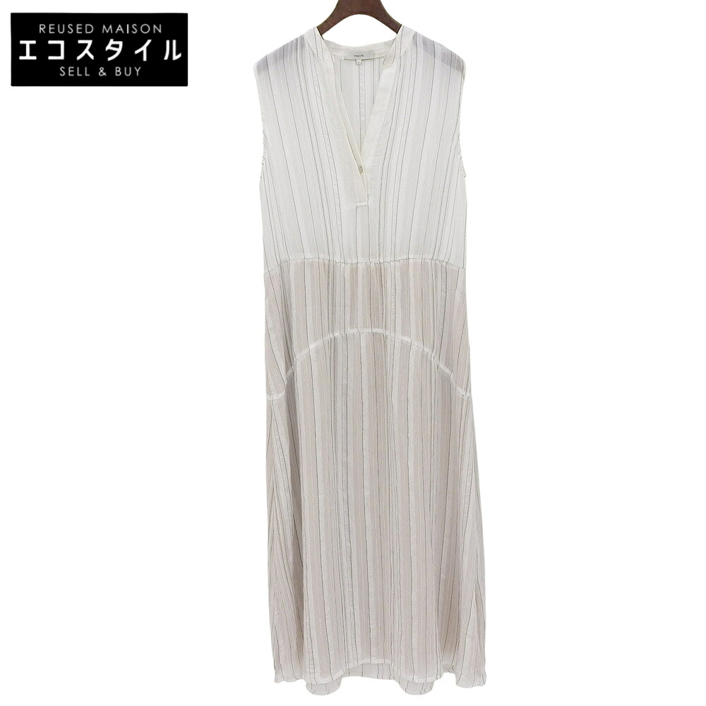 VINCE. ヴィンス 美品 Drapey Stripe Tiered Dress ワンピース レディース ホワイト 6 ワンピース 6 ホワイト レディース 【中古】